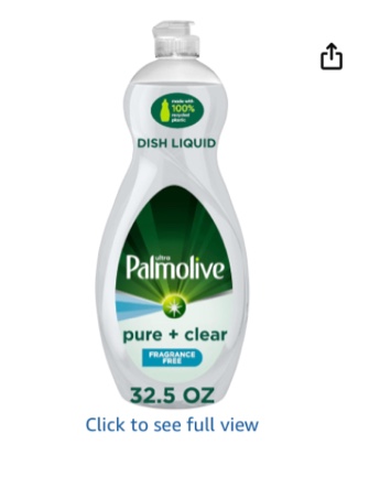 Palmolive Ultra Dishwashing Liquid Dish Soap, Pure + Clear Fragrance Free - 32.5 Fluid Ounce 