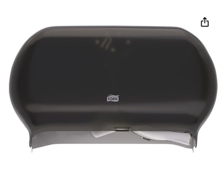 Tork Twin Jumbo Toilet Paper Roll Dispenser Smoke T22, Refill Indicator Window, 56TR