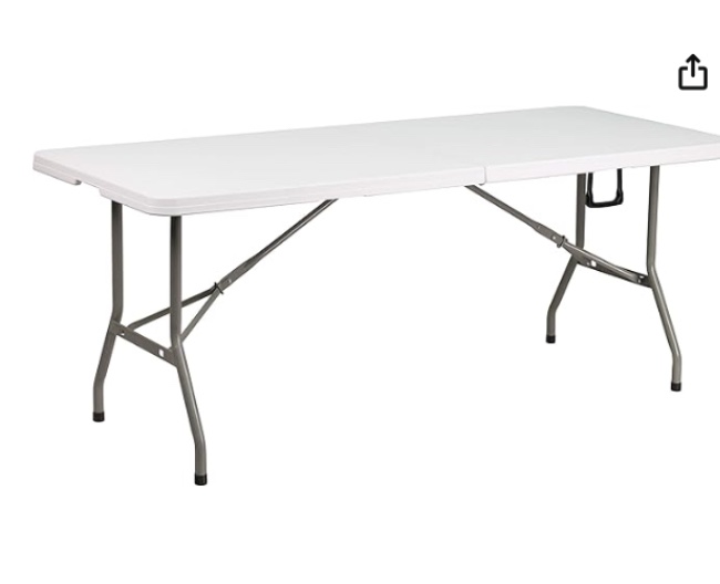 BI-FOLD FOLDING TABLE 70.8” x 28.9”, small dents still usable, see picture