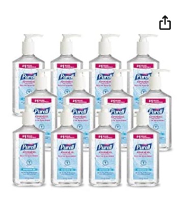 purell advanced hand sanitizer refreshing gel, clean scent, 12 fl oz pump bottle (pack of 12) - 3659-12