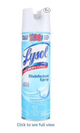 lysol disinfectant spray, crisp linen, 19oz, mostly full cans of lysol, some have partial.