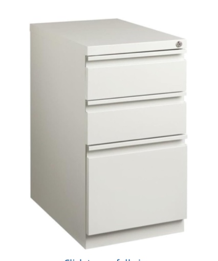 19" D Metal Mobile Pedestal File 3-Drawer Box/Box/File in Light Gray, Locking with keys 