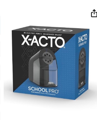 X-ACTO Pencil Sharpener, SchoolPro Electric Pencil Sharpener, Heavy Duty Electric Pencil Sharpener for School, Classroom and Teacher Supplies, Perfect Addition to Homeschooling Supplies, Black