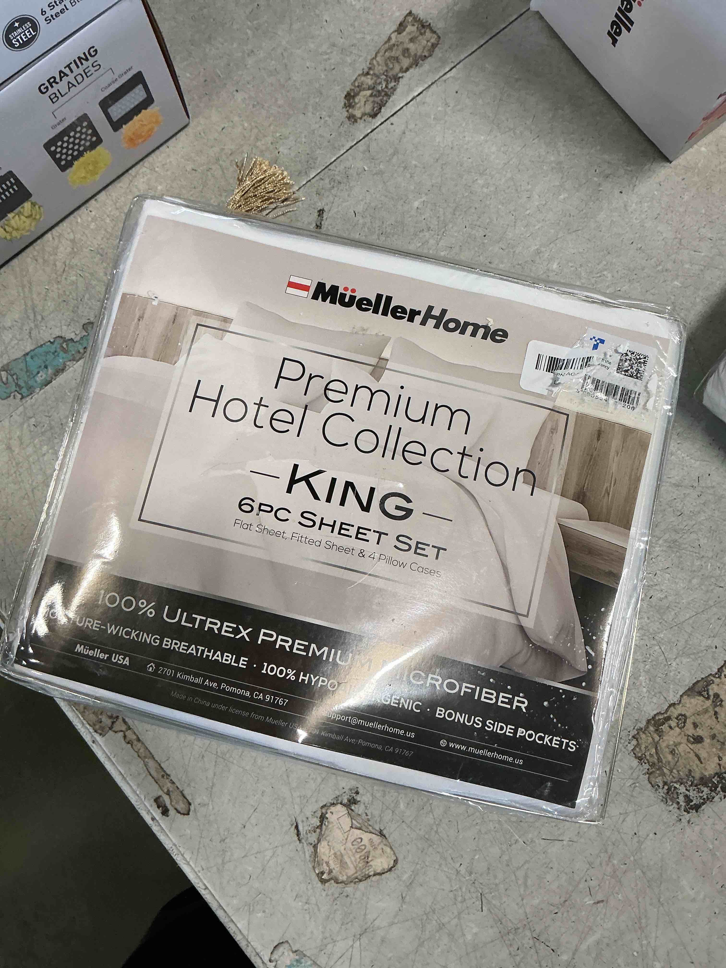 Condition photo showing Good Condition for Mueller Ultratemp King Size Sheets Set, Super Soft 1800, 6 Piece, Deep Pocket up to 16" Bed Sheets, Transfers Heat, Breathes Better, Hypoallergenic, Wrinkle
