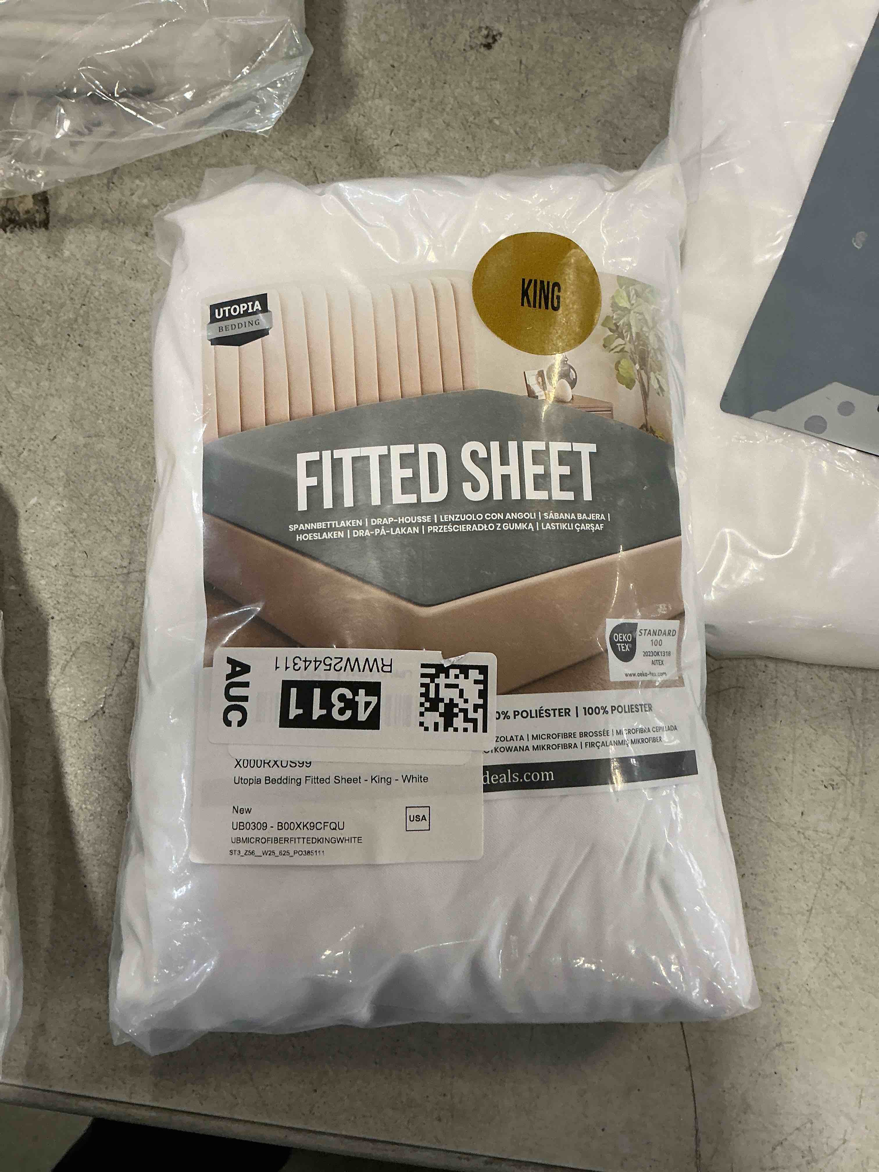 Condition photo showing As Is for Utopia Bedding King Sheet Set –Fitted Bed Sheets, Soft and Breathable Microfiber, Includes 1 Fitted Sheet (White)