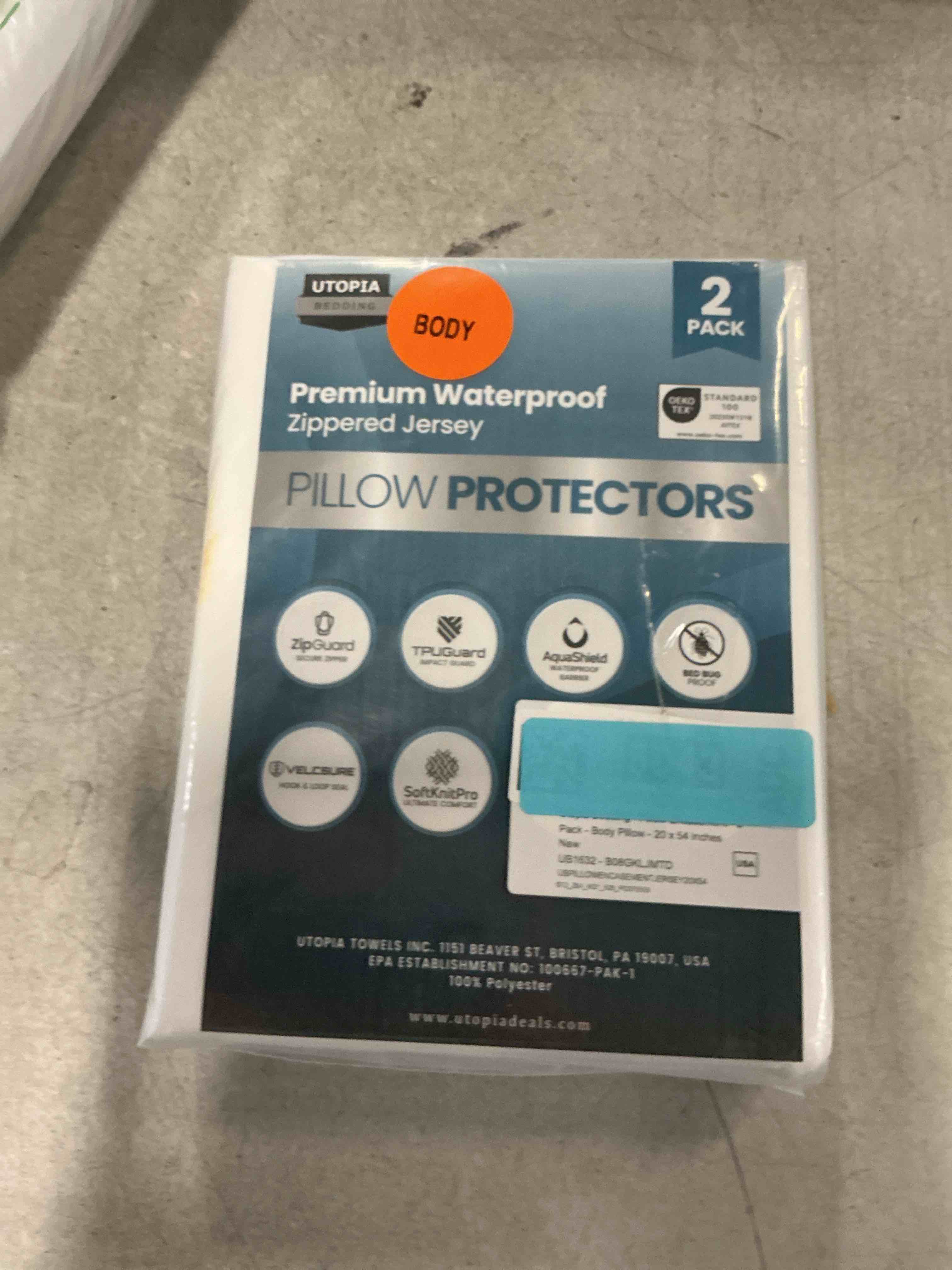 Condition photo showing As Is for NTBAY Body Pillow Cases Set of 2, 2 Pack Brushed Microfiber 20x54 Pillow Cases, Soft, Wrinkle, Fade, Stain Resistant White Pillow Cases with Envelope Closure, 20x54 Inches, White