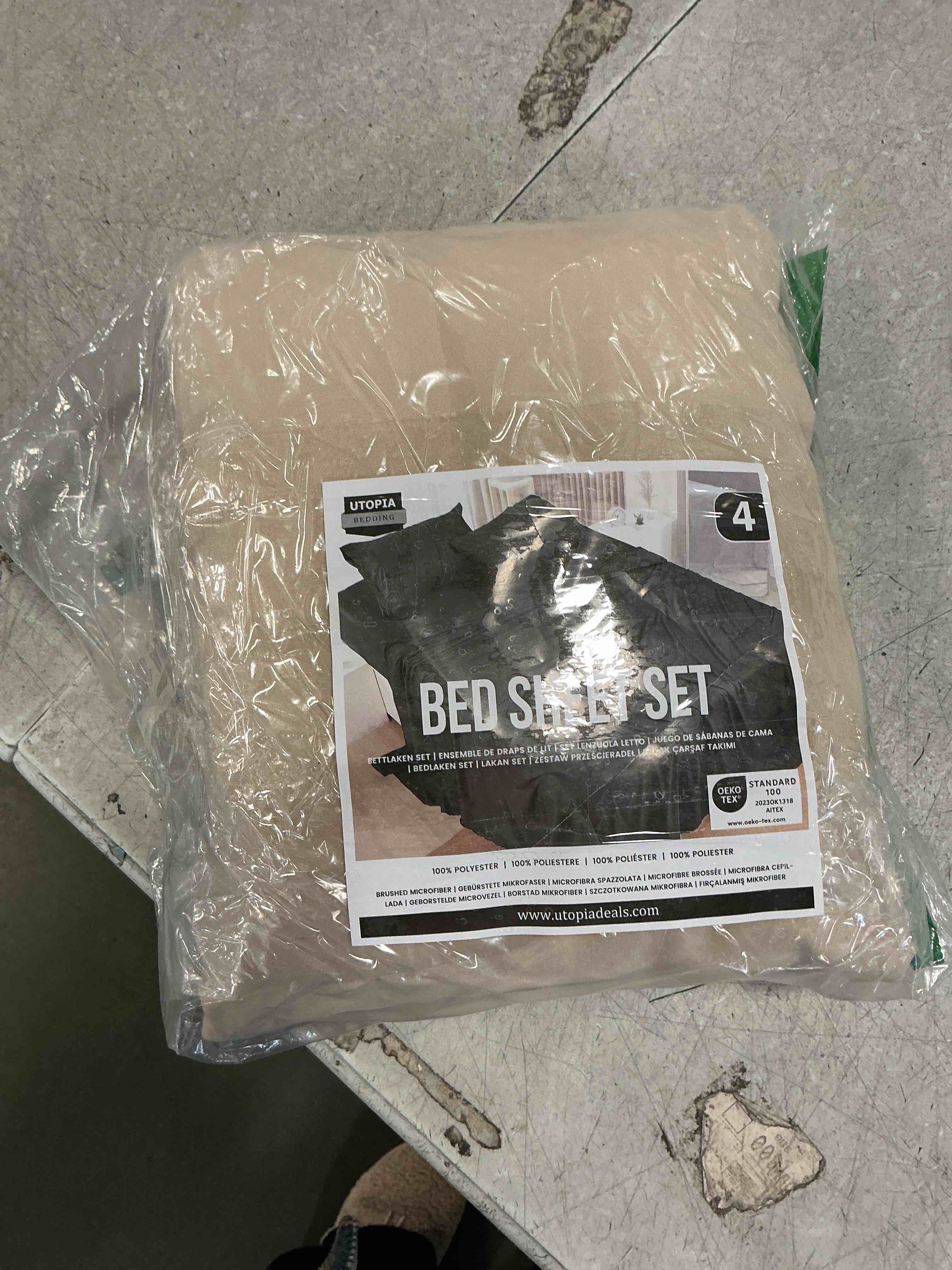 Condition photo showing As Is for Utopia Bedding Queen Sheets - 4 Piece Bedding - Brushed Microfiber - Shrinkage and Fade Resistant - Easy Care (Queen Beige) Beige Queen