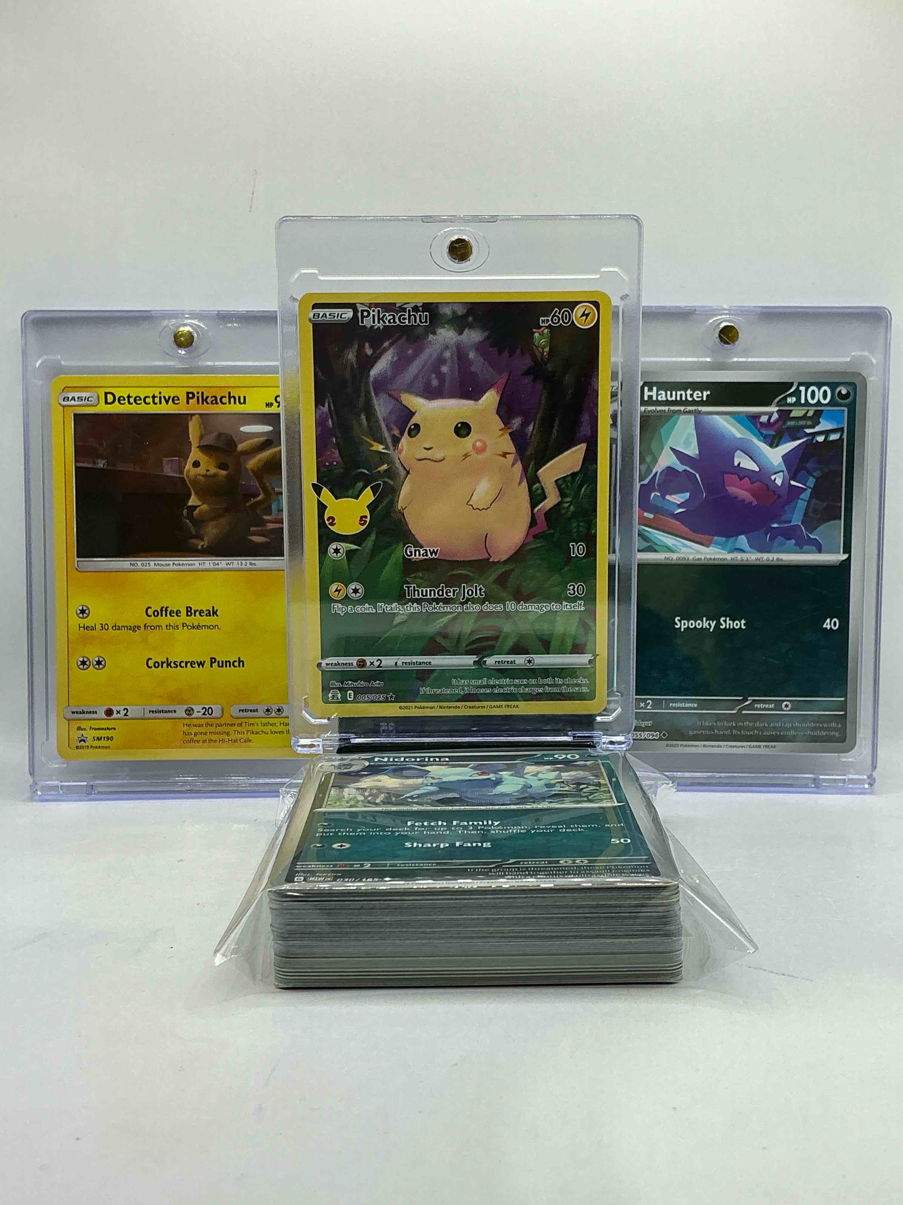 Detective Pikachu! Pikachu Thunder Jolt & Haunter & More! 50 Card Lot, Includes Commons, Legends, Heroes, Holos & More! 50 Card Lot Craziness! Insane Trio!