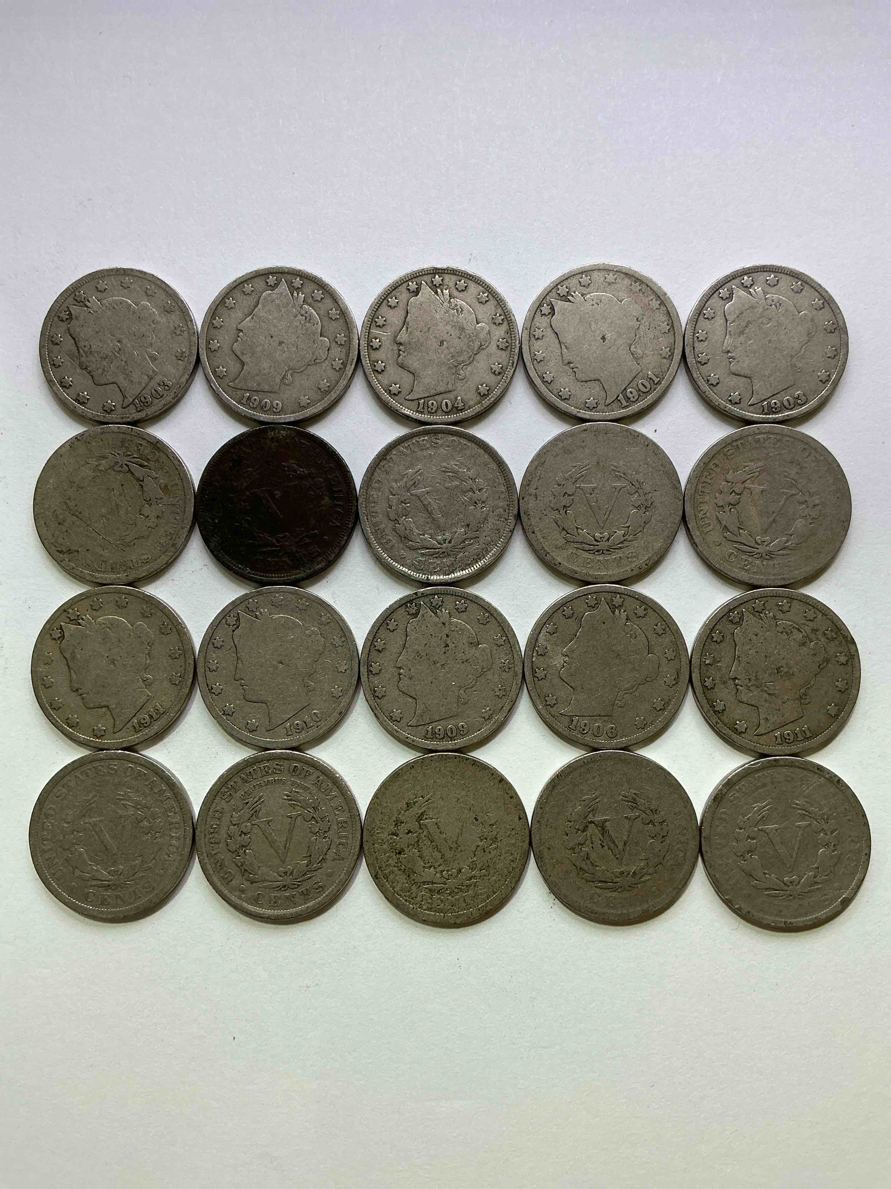 Antique U.S. V Nickels! Think Of The History These Coins Have Seen!, Liberty Head V Nickels Were Minted Up Until 1913 & Were The Style Of Nickels Before Buffalo Nickels. Own Some Cool Pieces Of History! Rare To See These Coins With The "Date On" In Circulated Condition!