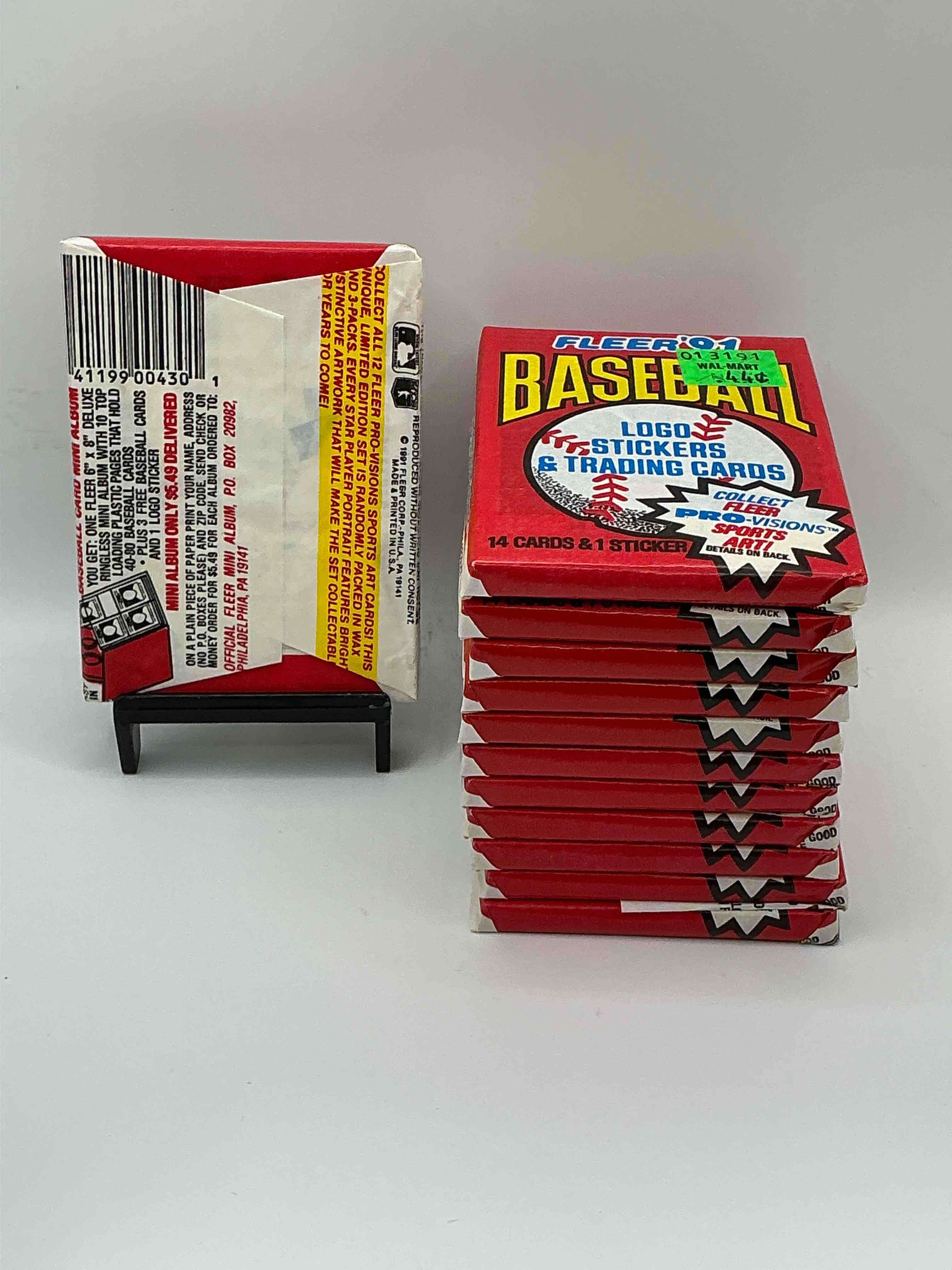 Condition photo showing New/Like New for 1991 Fleer Baseball Unopened Wax Pack, Direct From Original Sealed Retail Case Search For Griffey Jr. & Barry Bonds "Generation Stars" Combo Card #710 (PSA 10 Value $200), Nolan Ryan, Don Mattingly & So Much More!