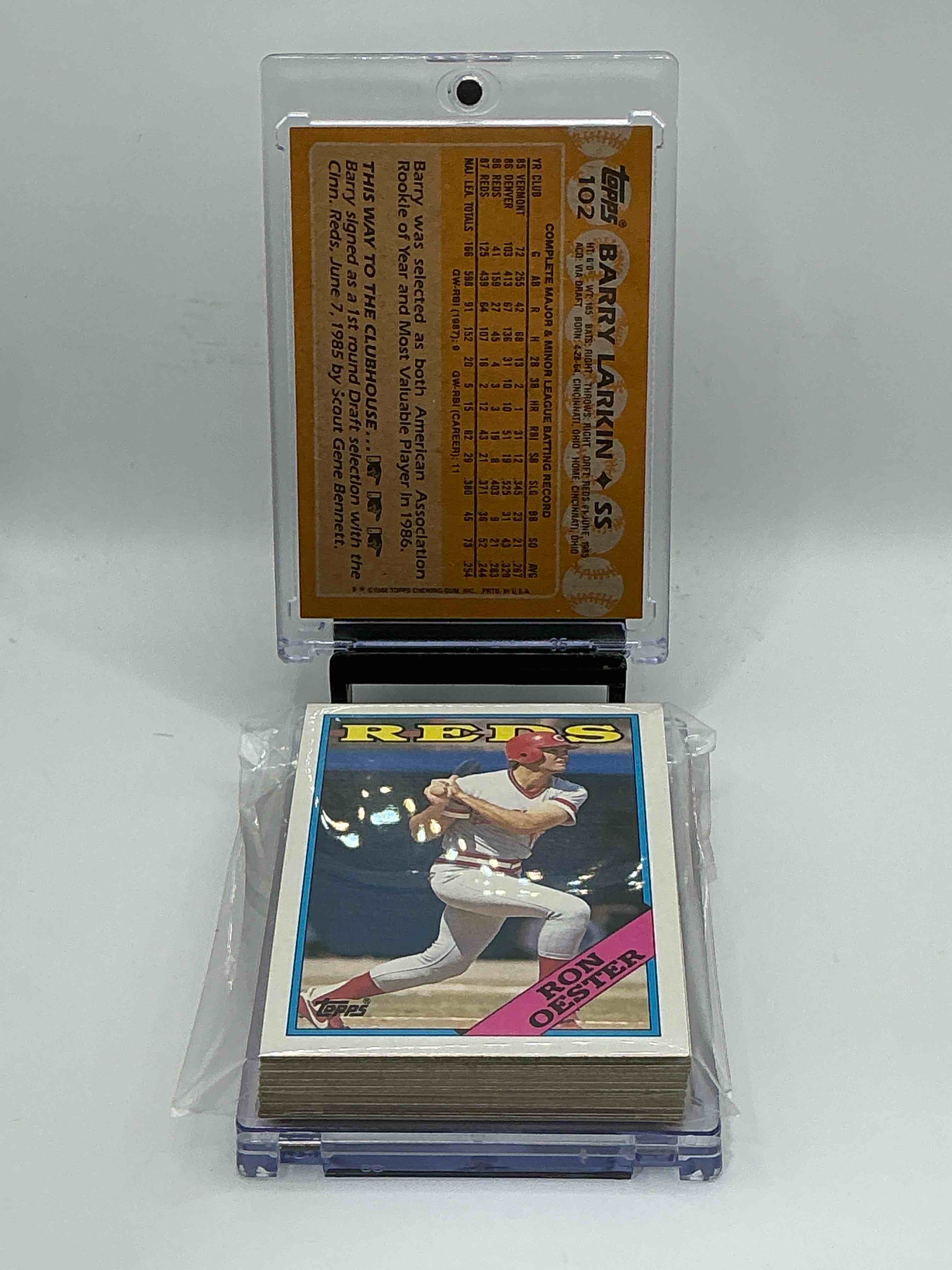 Condition photo showing New/Like New for 1988 Topps Baseball REDS Complete Set! 30 Card Reds Set, Including Multiple Pete Rose Cards! Legends Like Pete Rose, Eric Davis, Barry Larkin & So Many More!