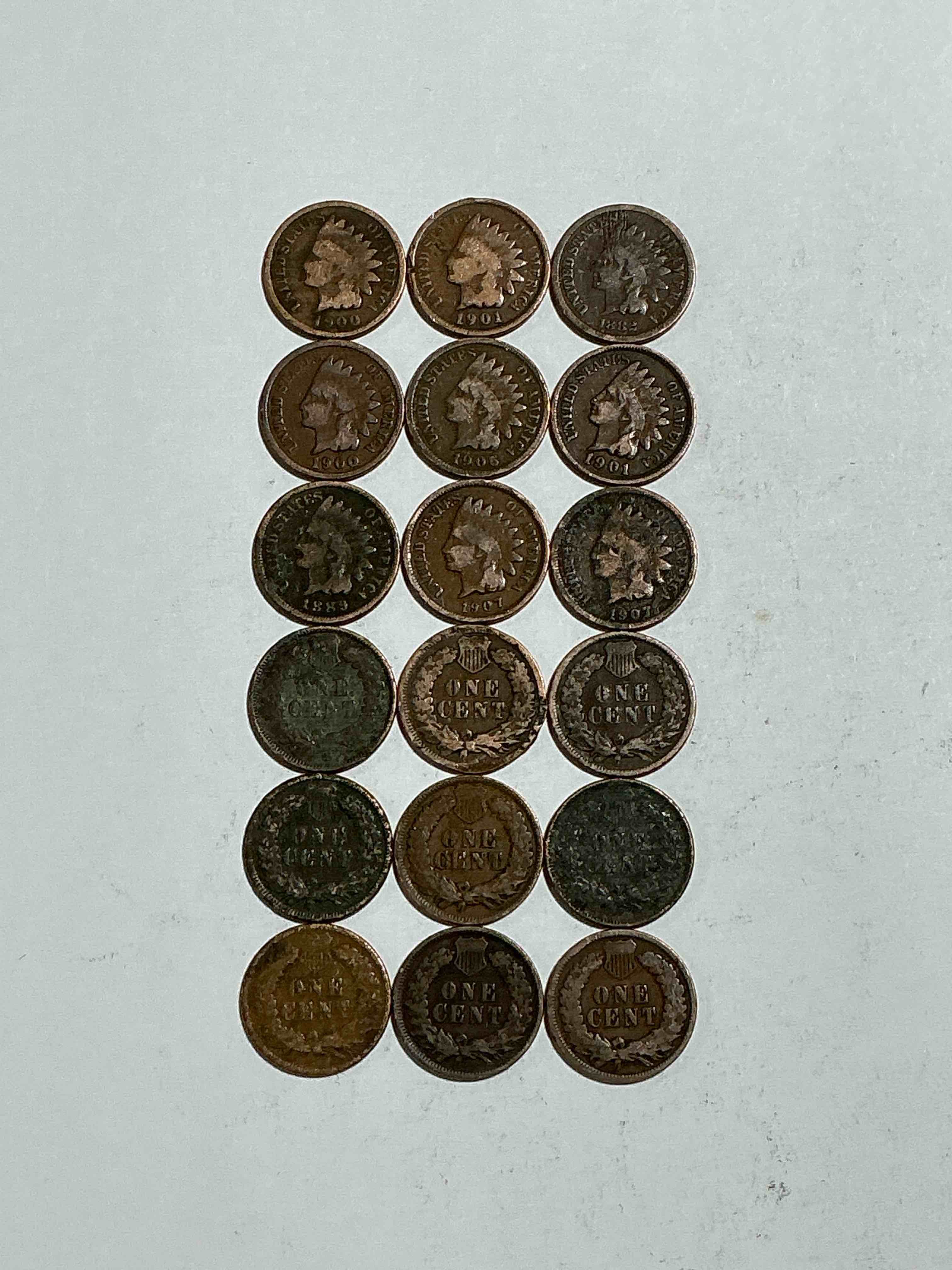 Condition photo showing Good Condition for Indian Head Pennies! These Gorgeous U.S. Pennies Were Minted From 1859-1909 & Have Become Serious Collector Items! The "Indian Head" Design Is Actually A Representation Of Lady Liberty Wearing An Indian Headdress. Here Are Beautiful, Well-Kept Examples Representing Many Different Mint Years! Great For Collecting, Investing & Learning History, & Rare With Visible Dates!
