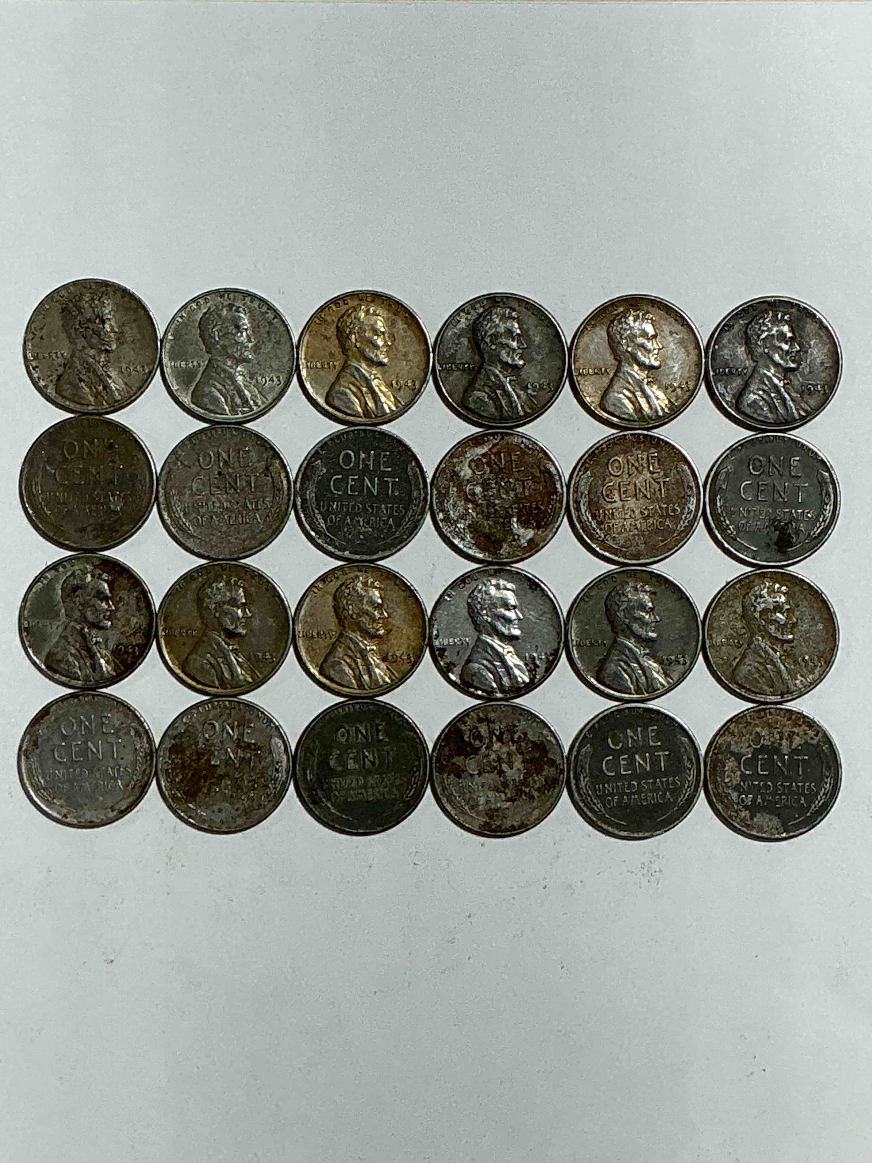 Condition photo showing Good Condition for 1943 World War Il History! Did You Know That In 1943 Copper Was So Valuable For Making Ammunition That The U.S. Treasury Made Pennies Out Of Steel?! 1943 STEEL Pennies Have Become Valuable, Rare Collector Items! Up For Auction Are Rare WWII Steel Pennies Appearing Circulated. Own Pieces Of World War II History That Are An Awesome Investment!