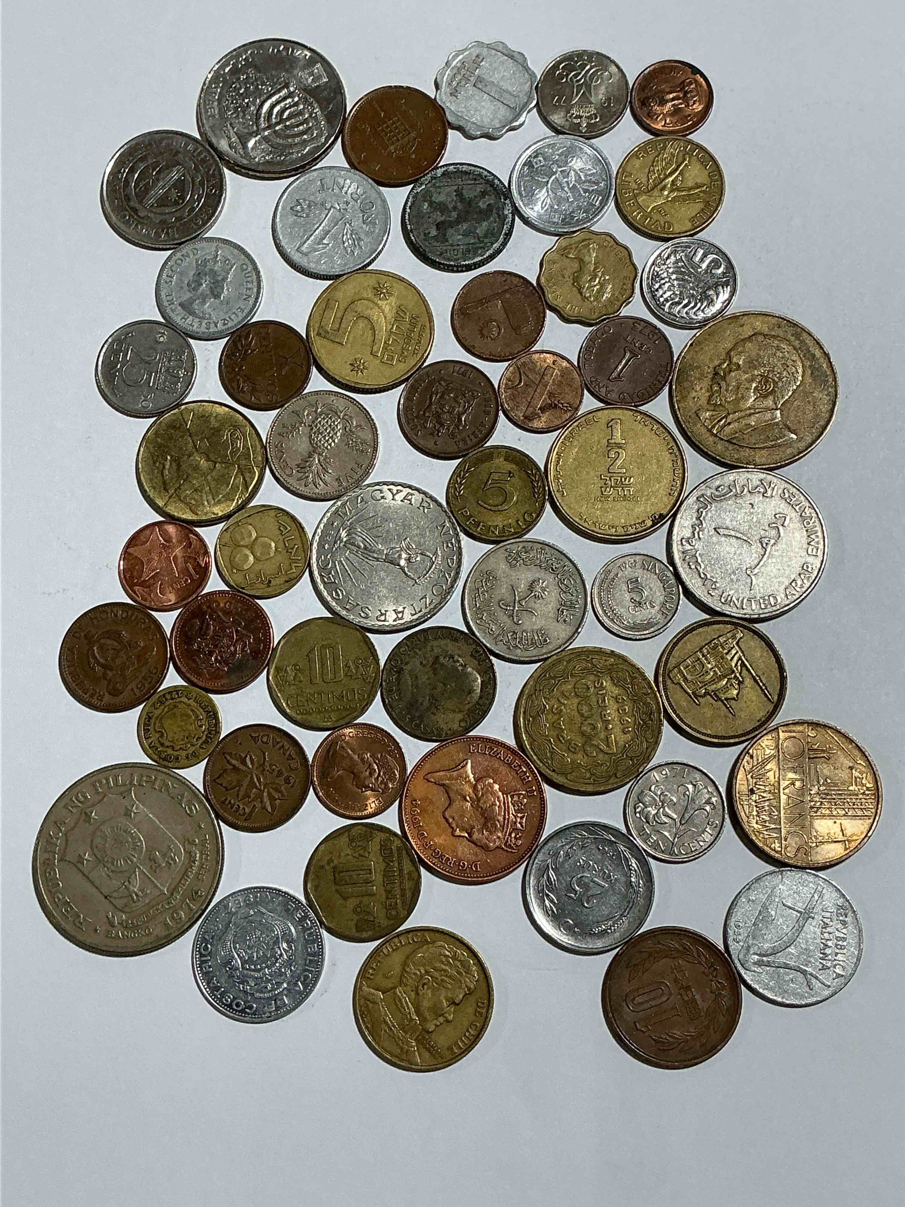 Condition photo showing Good Condition for World Coins, Antique & Vintage! Each Lot Is Unique! Many Different Years, Countries, Sizes & Exotic Places. This Cool Collection Of Antique Coins From Around The World Is Loads Of Fun! Have Fun Identifying Each Coin & Country As A Great Educational Tool! A Great Investment Too!