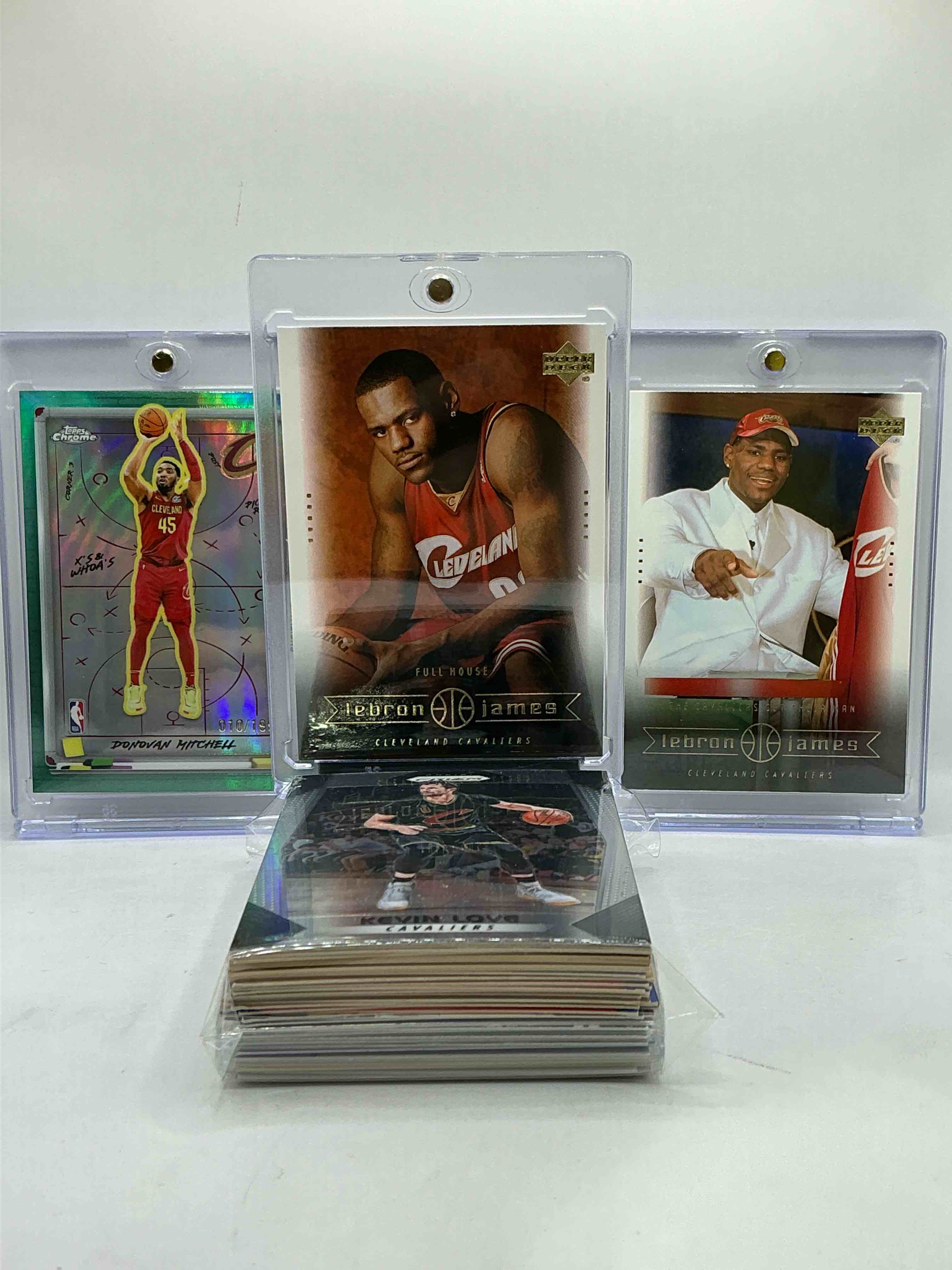 LeBron James Rookie Card Combo! Upper Deck Rookie First Year Card, Donovan Mitchell /199 Topps Chrome Edition & More! Cleveland Cavaliers Craziness! Vintage & New 50 Card Lot, Filled With Commons, Legends, Heroes, Rookies & More! WOW!