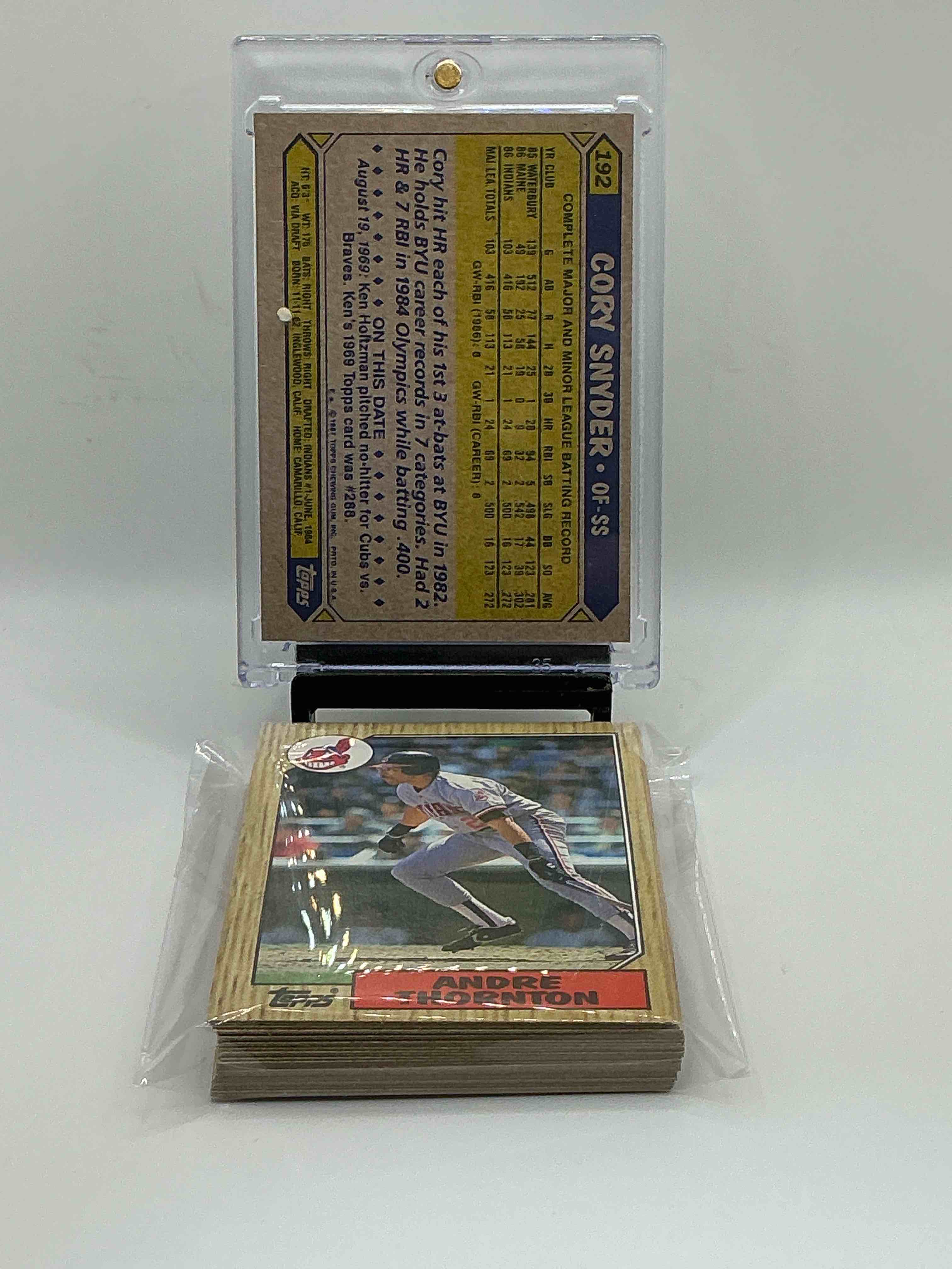 Condition photo showing New/Like New for 1987 topps baseball… indians set! cory snyder, brett butler, don schulze, tom waddell, mel hall & more! insane 27 card indians lot!