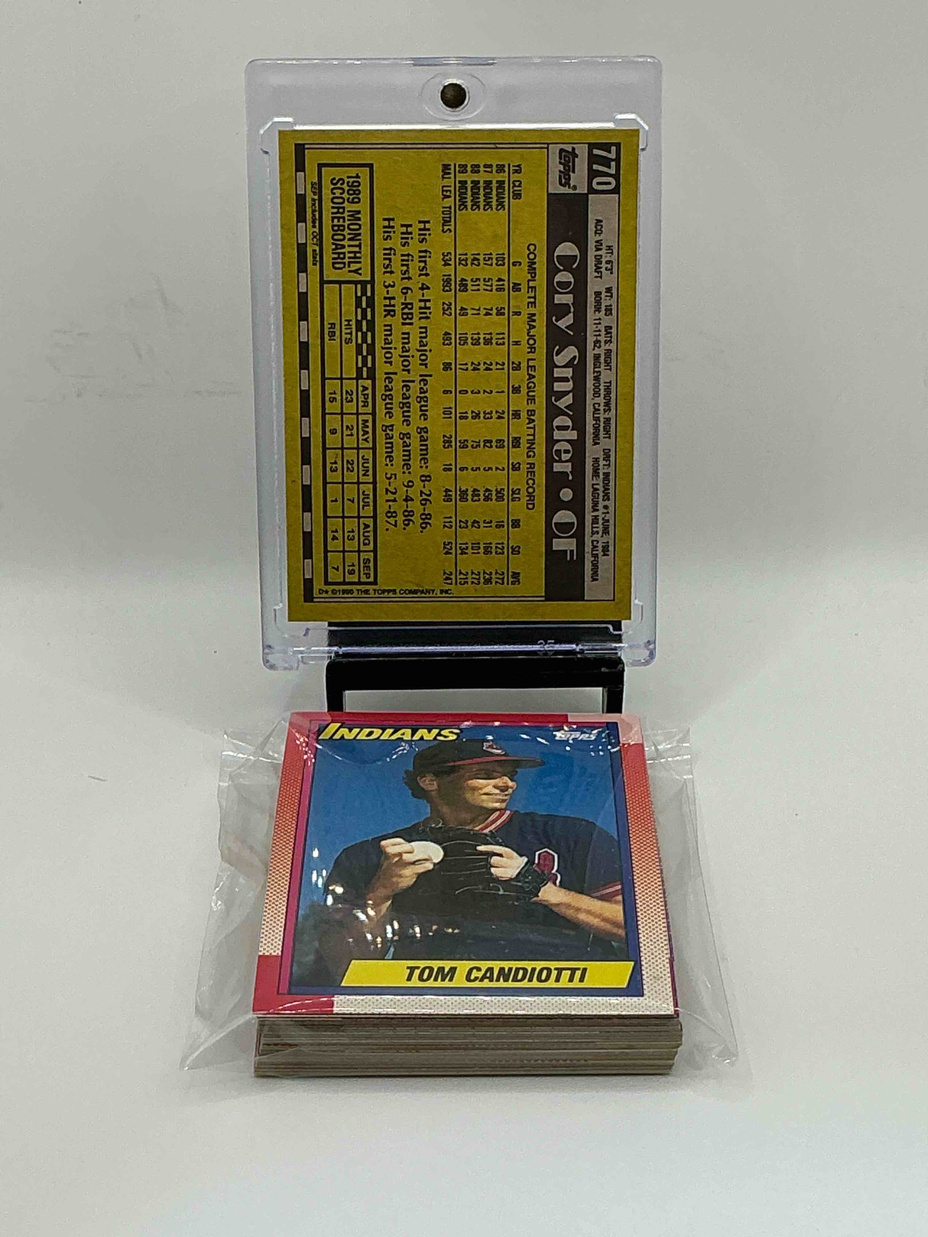 Condition photo showing New/Like New for 1990 topps baseball… indians set! cory snyder, brett butler, tom waddell & more! insane 26 card indians lot!