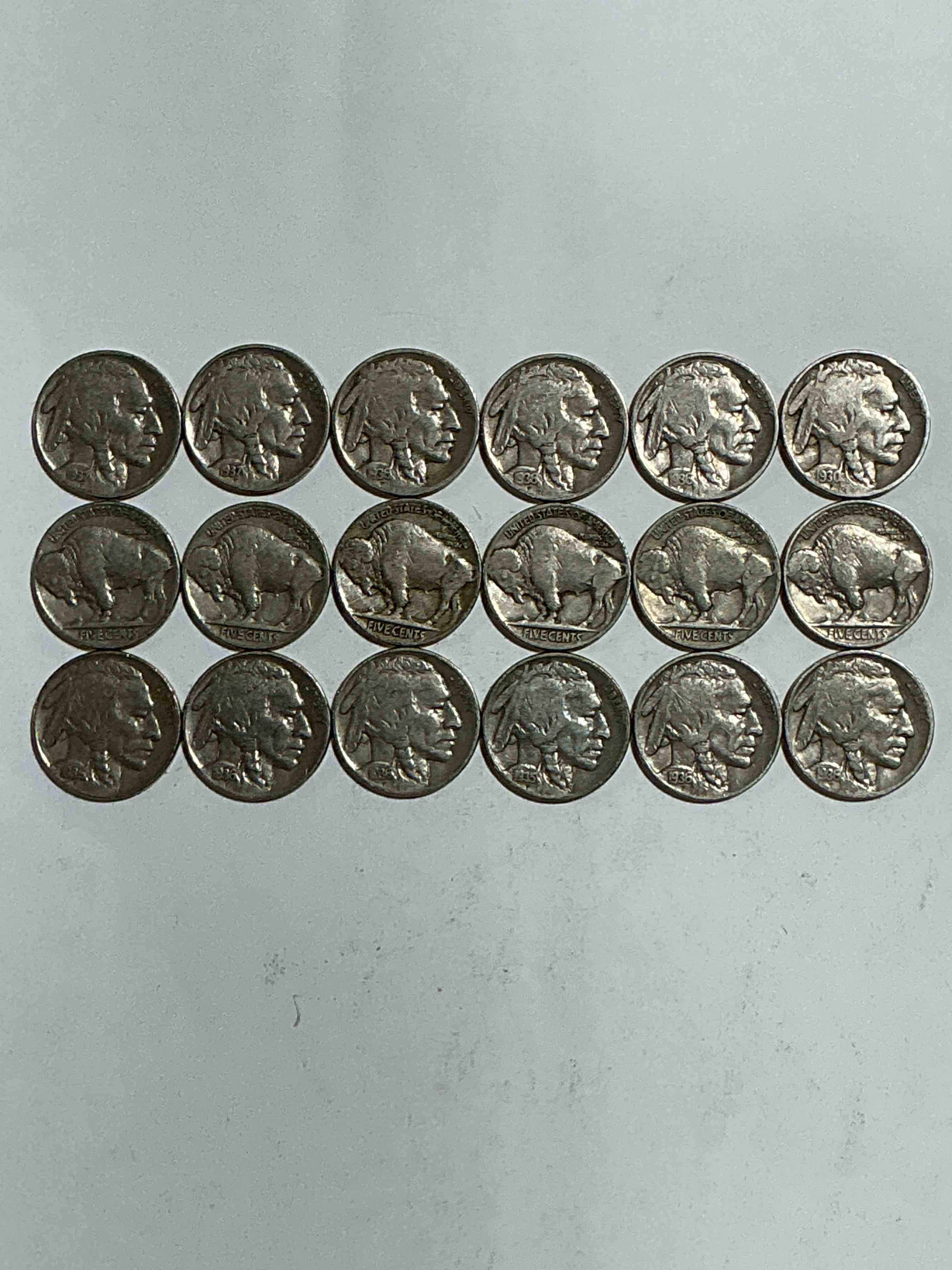 Historic Buffalo Nickels! Indian Head Buffalo Nickels Were Minted From 1913 To 1938 & Have Become A Favorite For Coin Collectors Around The World! Own Pieces Of American History With These Cool Indian Head Buffalo Nickels In Circulated Condition, Most With Visible Dates Which Is Very Rare For Buffalo Nickels!