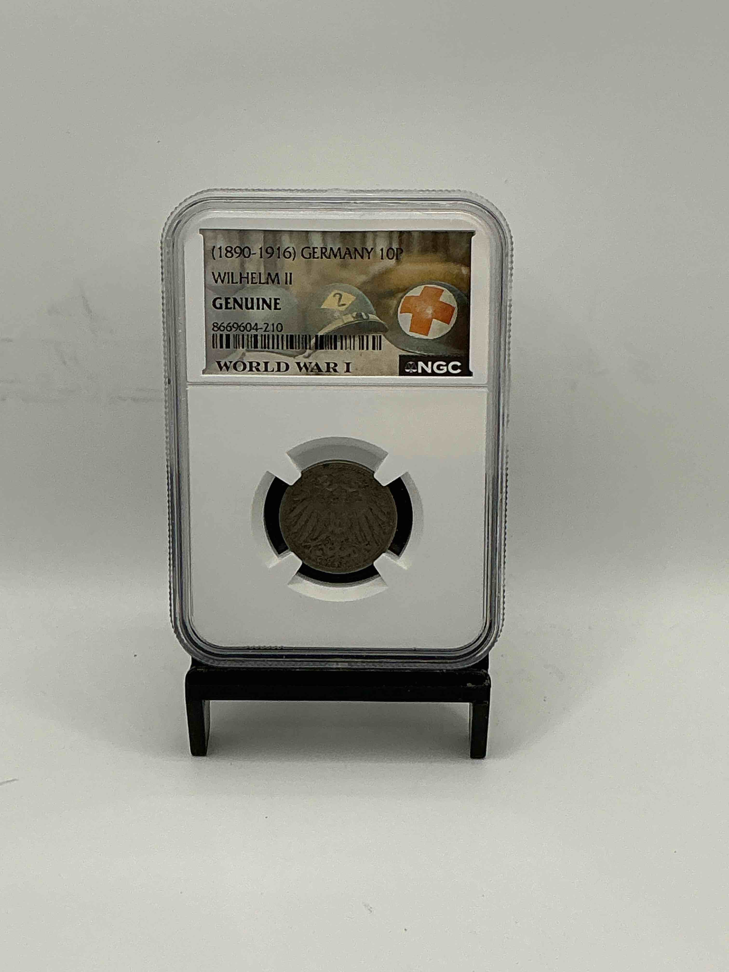 World War I Encased German 10P Wilhelm II Coin! Piece Of World War I History, Ultra RARE! Genuine German Coin From 1899, Own A Piece Of WWI History!