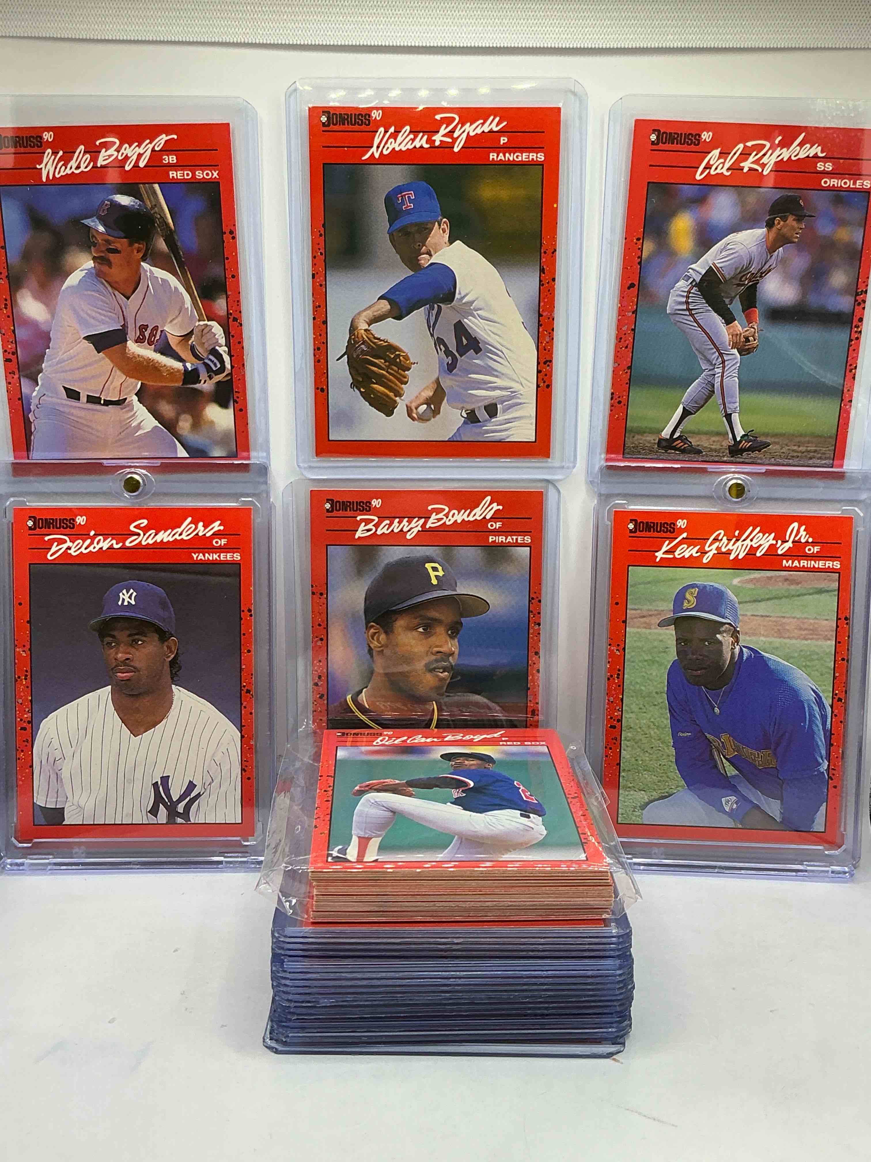 1990 Donruss Baseball 50 Card Craziness! KEN GRIFFEY JR, Bo Jackson, Randy Johnson, Barry Bonds, John Smoltz, Kirby Puckett, Tom Glavine, Rickey Henderson, Don Mattingly, Cal Ripken, Wade Boggs, Doc Gooden, Greg Maddux, Fernando Valenzuela, Nolan Ryan, Roger Clemens, George Brett, Tony Gwynn & More! The BEST Players From The Time! Super Rare Set With All Of These Stars! 50 Card Craziness! Legends, Heroes & Commons!