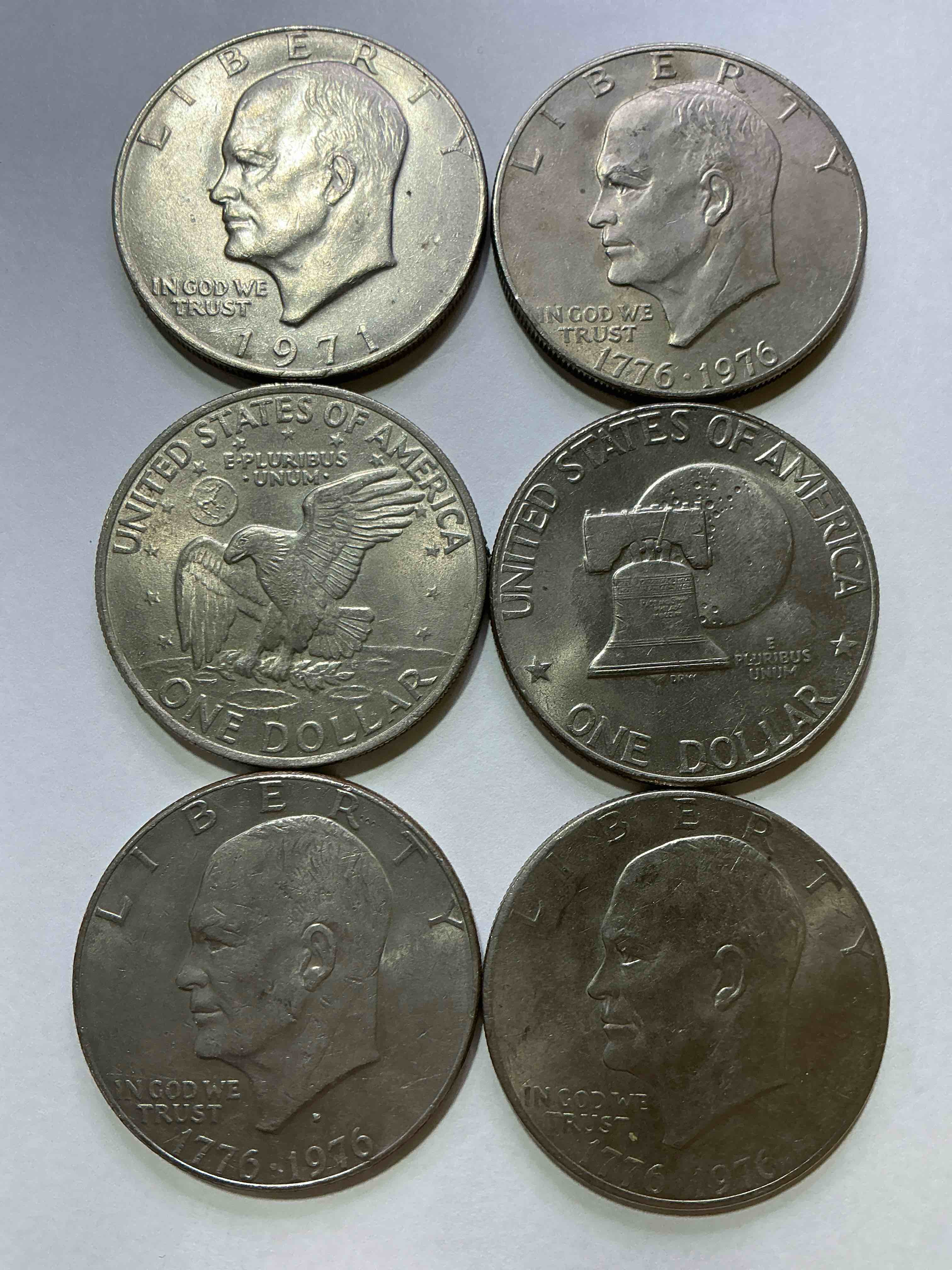Gorgeous Eisenhower Dollar Coins! These Striking, Large U.S. Coins Were Minted From 1971-1978. Here Are Gorgeous Examples Of “Ike" Dollars From 1976! These Coins Have Become Immensely Popular With Collectors & Some Have Great Toning!