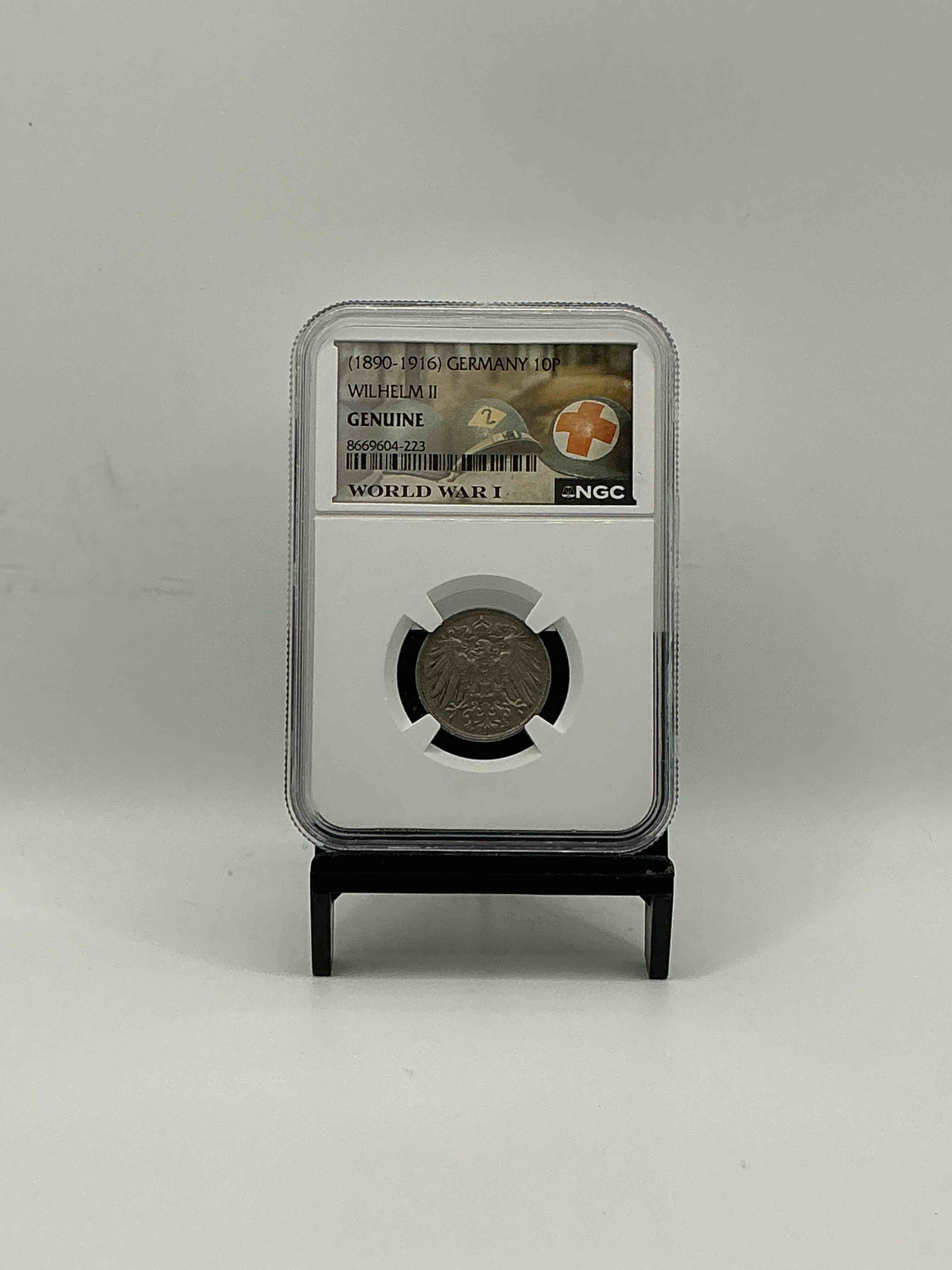 World War I Encased German 10P Wilhelm II Coin! Piece Of World War I History, Ultra RARE! Genuine German Coin From 1914, Own A Piece Of WWI History!