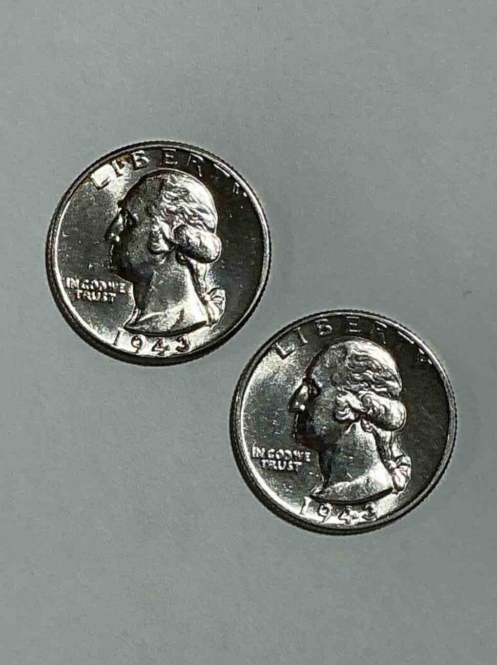 george washington brilliant silver! pre 1965 u.s. quarter dollar coins were actually silver, here are two great examples of awesome, pristine george washington silver quarters, stunning & uncirculated! rare mints! great for investing in precious metals! these coins were minted at 90% silver and 10% copper, giving them a net weight of .18084 ounces of pure silver per coin! very hard to find uncirculated, stunning! invest in fine u.s. silver!