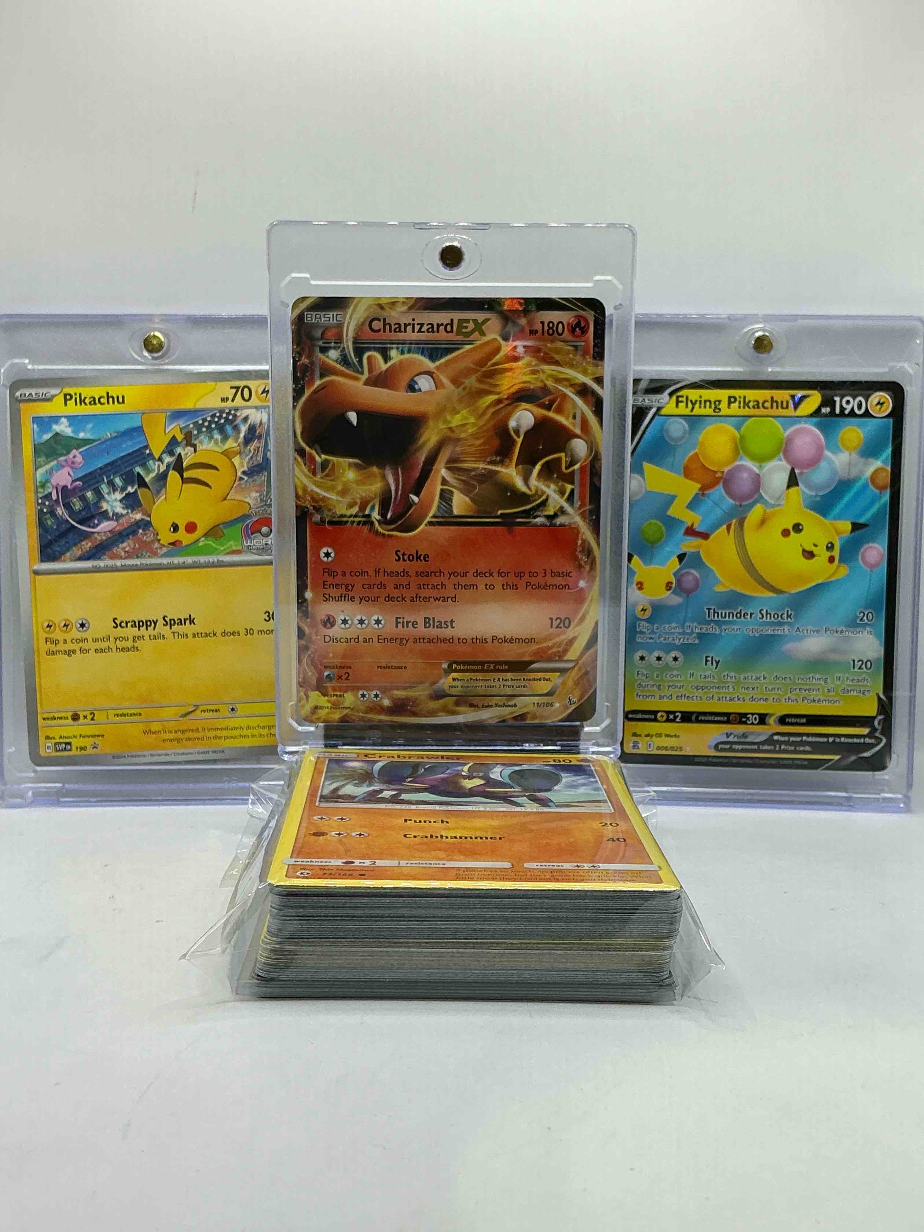 Charizard EX Fire Blast, Pikachu V Flying & Pikachu WOW! Insane Trio! This 50 Card Pokémon Lot Includes Commons, Holos, Legends, Heroes & More! Pokémon Palooza!