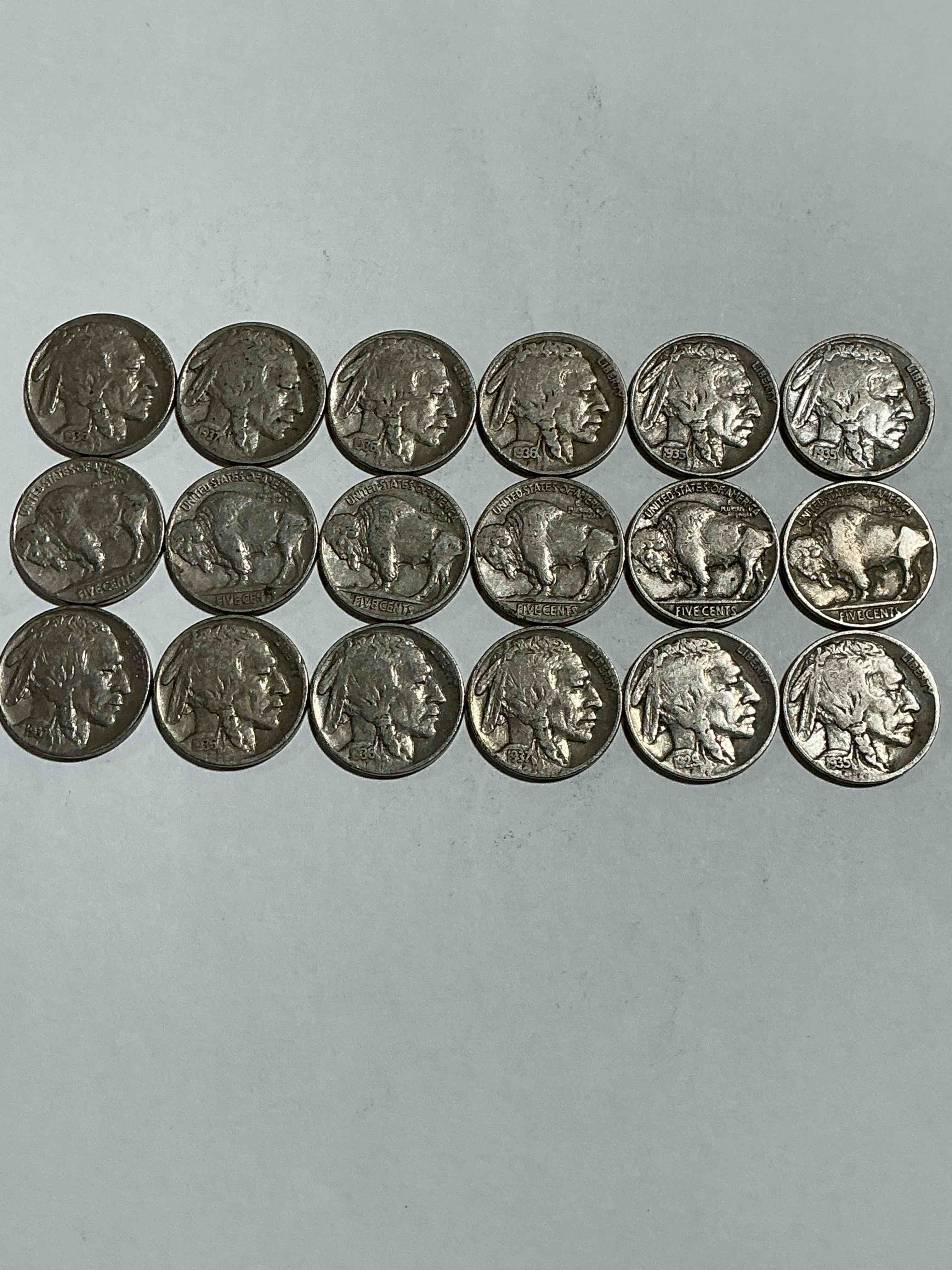 Historic Buffalo Nickels! Indian Head Buffalo Nickels Were Minted From 1913 To 1938 & Have Become A Favorite For Coin Collectors Around The World! Own Pieces Of American History With These Cool Indian Head Buffalo Nickels In Circulated Condition, Most With Visible Dates Which Is Very Rare For Buffalo Nickels!