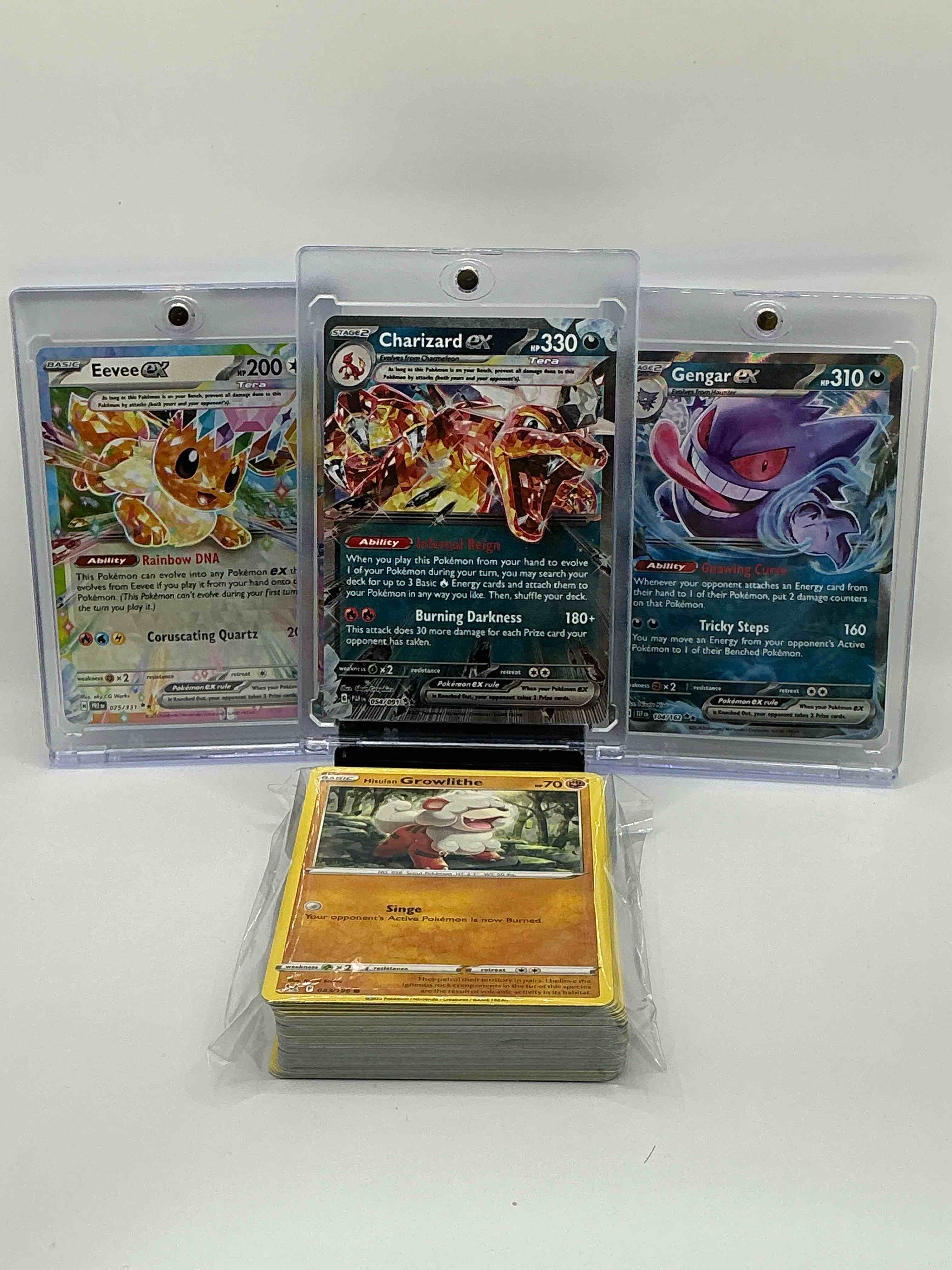 Pokémon Palooza! Silver & Blue Infernal Reign Burning Darkness Charizard EX, Silver & Blue Shimmer Gnawing Curse Tricky Steps Gengar EX, Silver Color-Blast Rainbow DNA Coruscating Quartz Eevee EX! Along With 50 Other Pokémon Heroes, Legends & Commons!