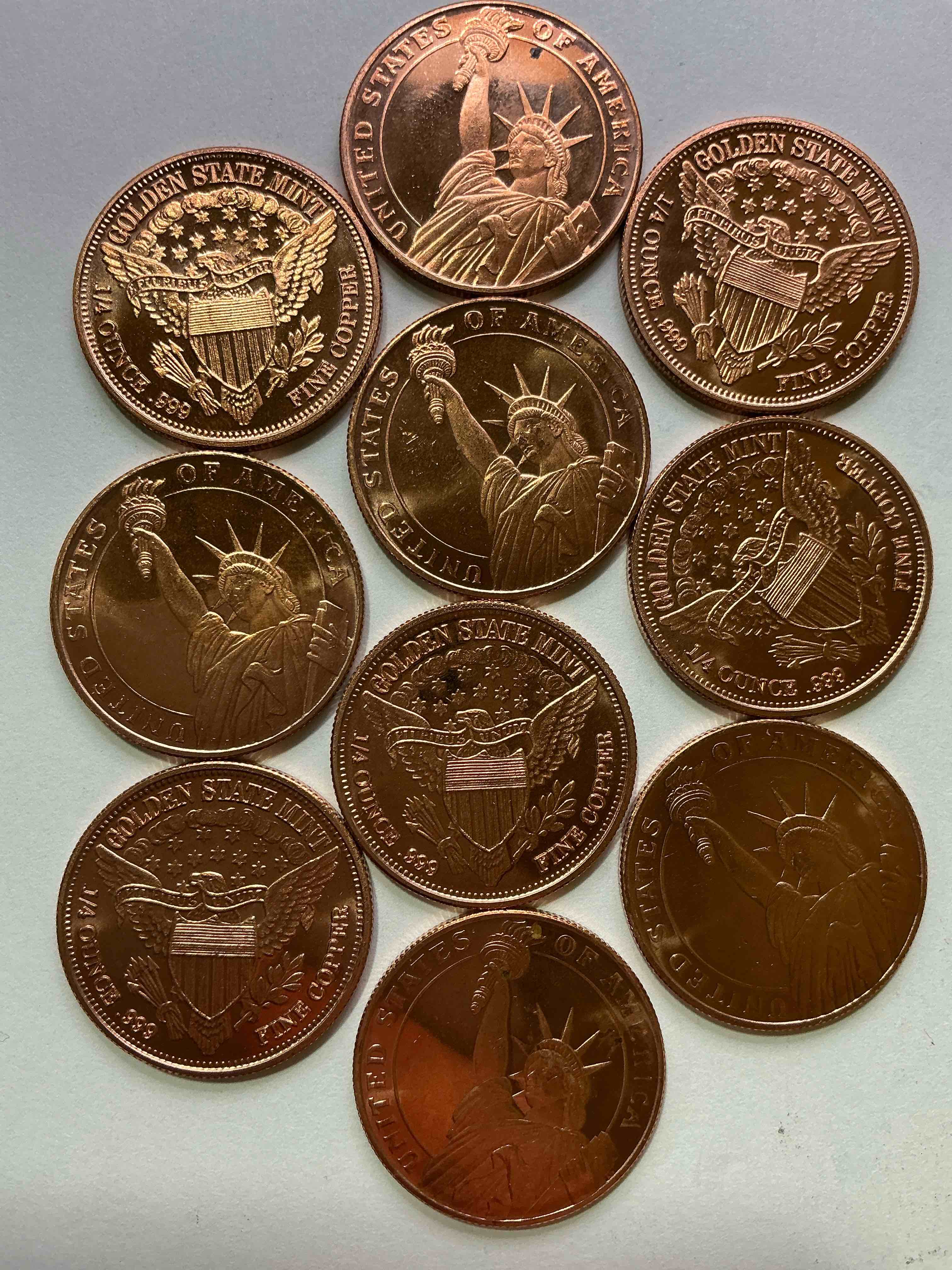 Commemorative US Copper Coins! Ten Copper Coins, True .999 Copper Commemorative US Collectible Coins!