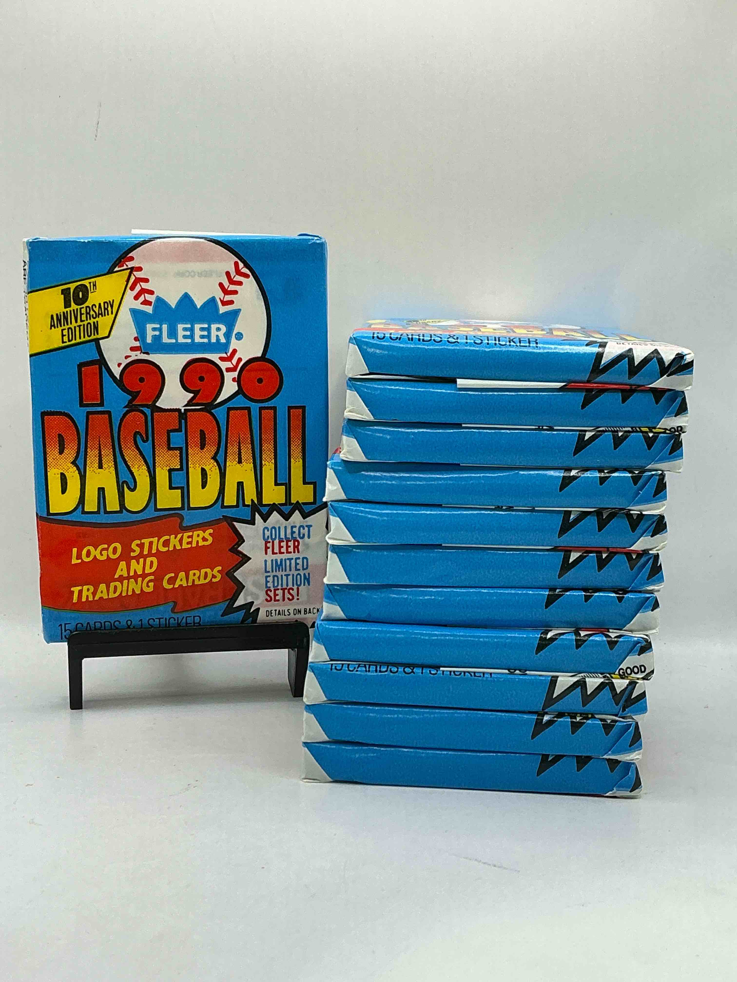 vintage baseball! awesome 1990 fleer baseball unopened sports card wax packs!direct from original box! search for valuable collectible ken griffey jr cards!