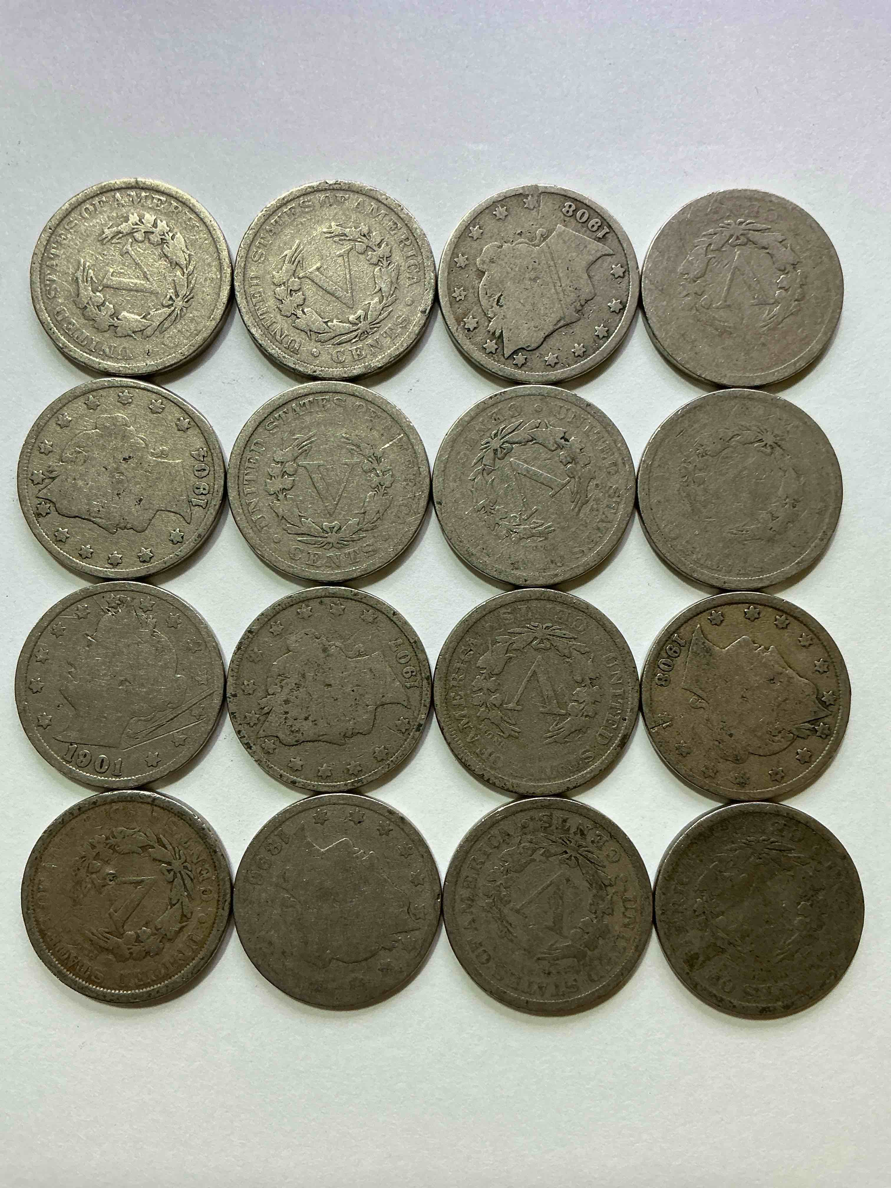 Antique U.S. V Nickels! Think Of The History These Coins Have Seen!, Liberty Head V Nickels Were Minted Up Until 1913 & Were The Style Of Nickels Before Buffalo Nickels. Own Some Cool Pieces Of History! Rare To See These Coins With The "Date On" In Circulated Condition!