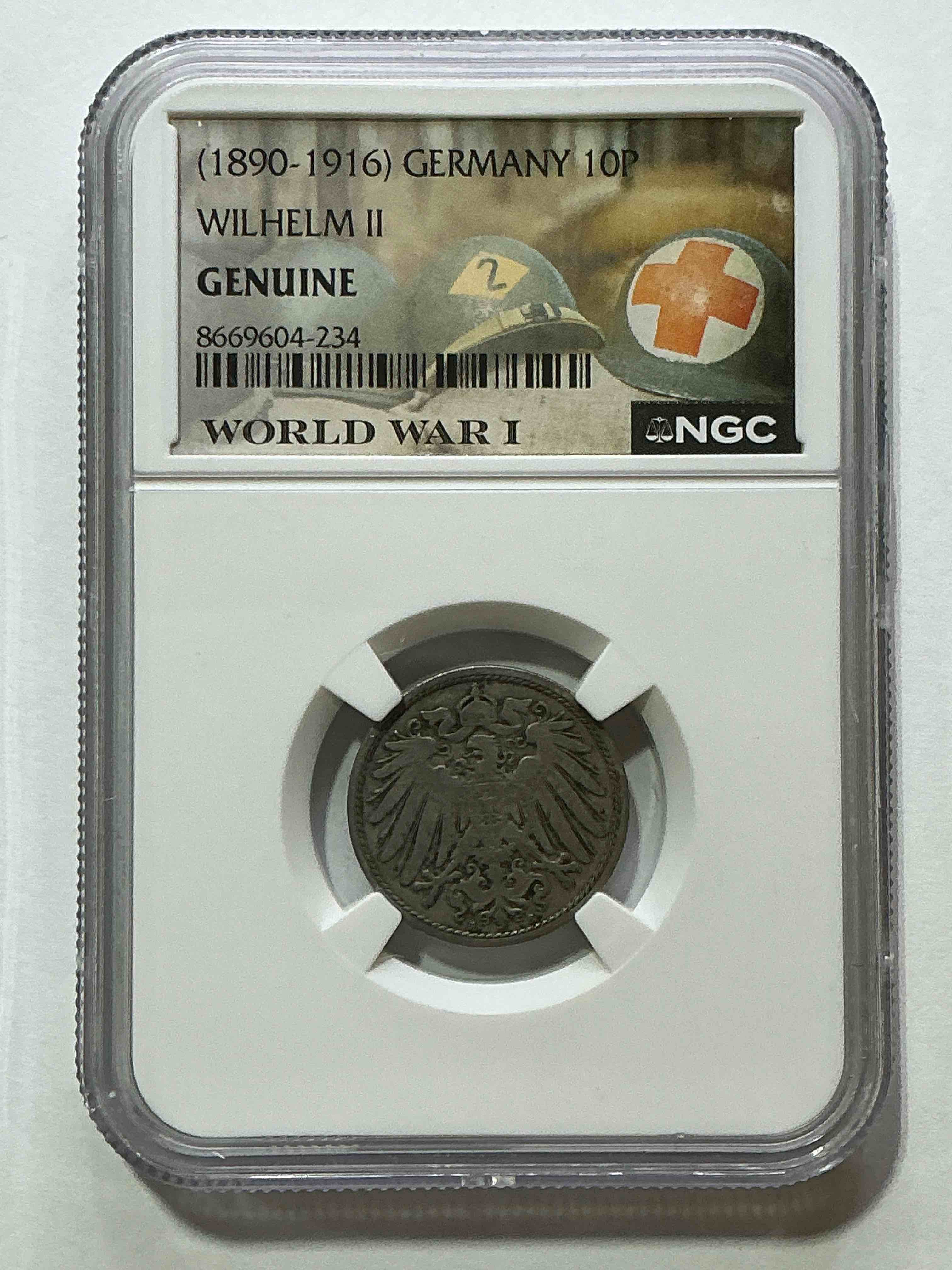 World War I Encased German 10P Wilhelm II Coin! Piece Of World War I History, Ultra RARE! Genuine German Coin From 1900, Own A Piece Of WWI History!