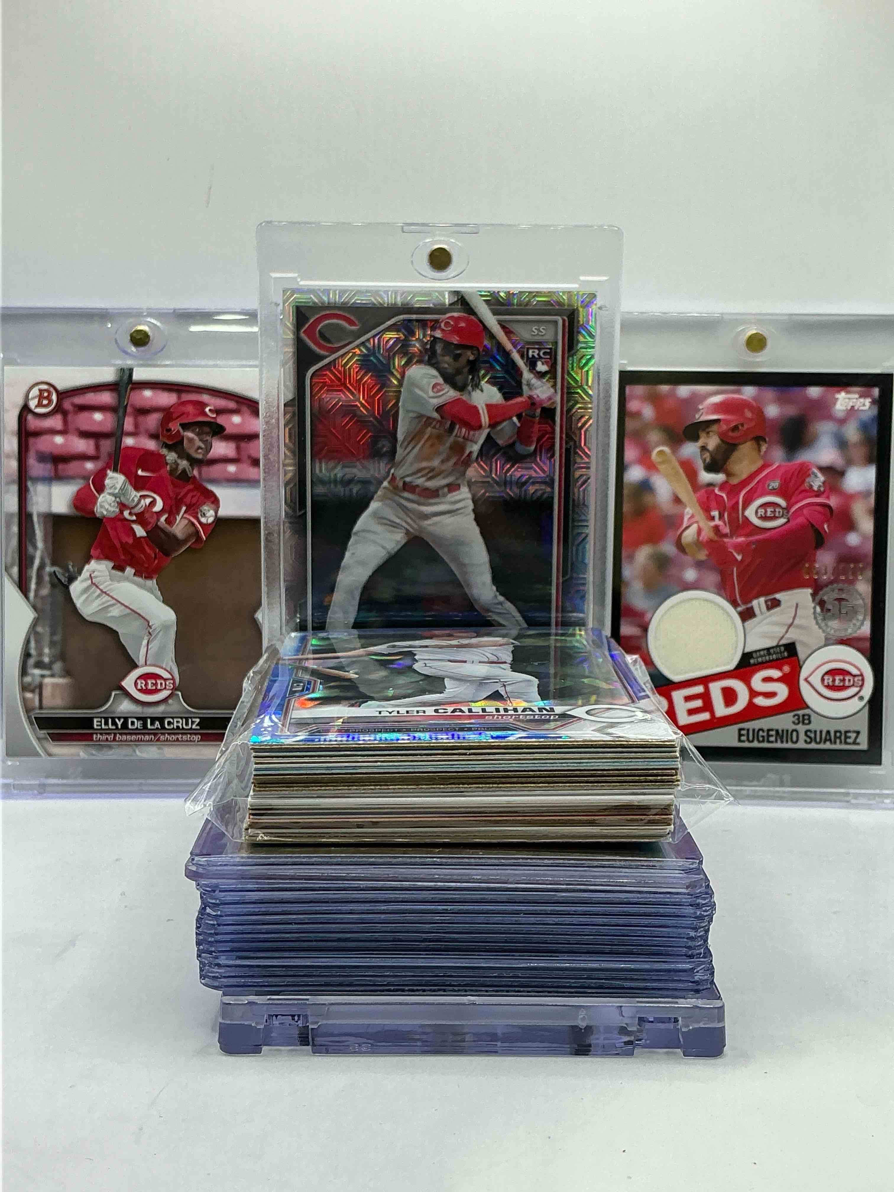 Cincinnati Reds! Elly De La Cruz Topps Chrome Weave Rookie, Base Rookie & Eugenio Suarez /199 Jersey Patch Card & More! Modern & Vintage 50 Card Reds Set! Legends, Commons & More! Insane!