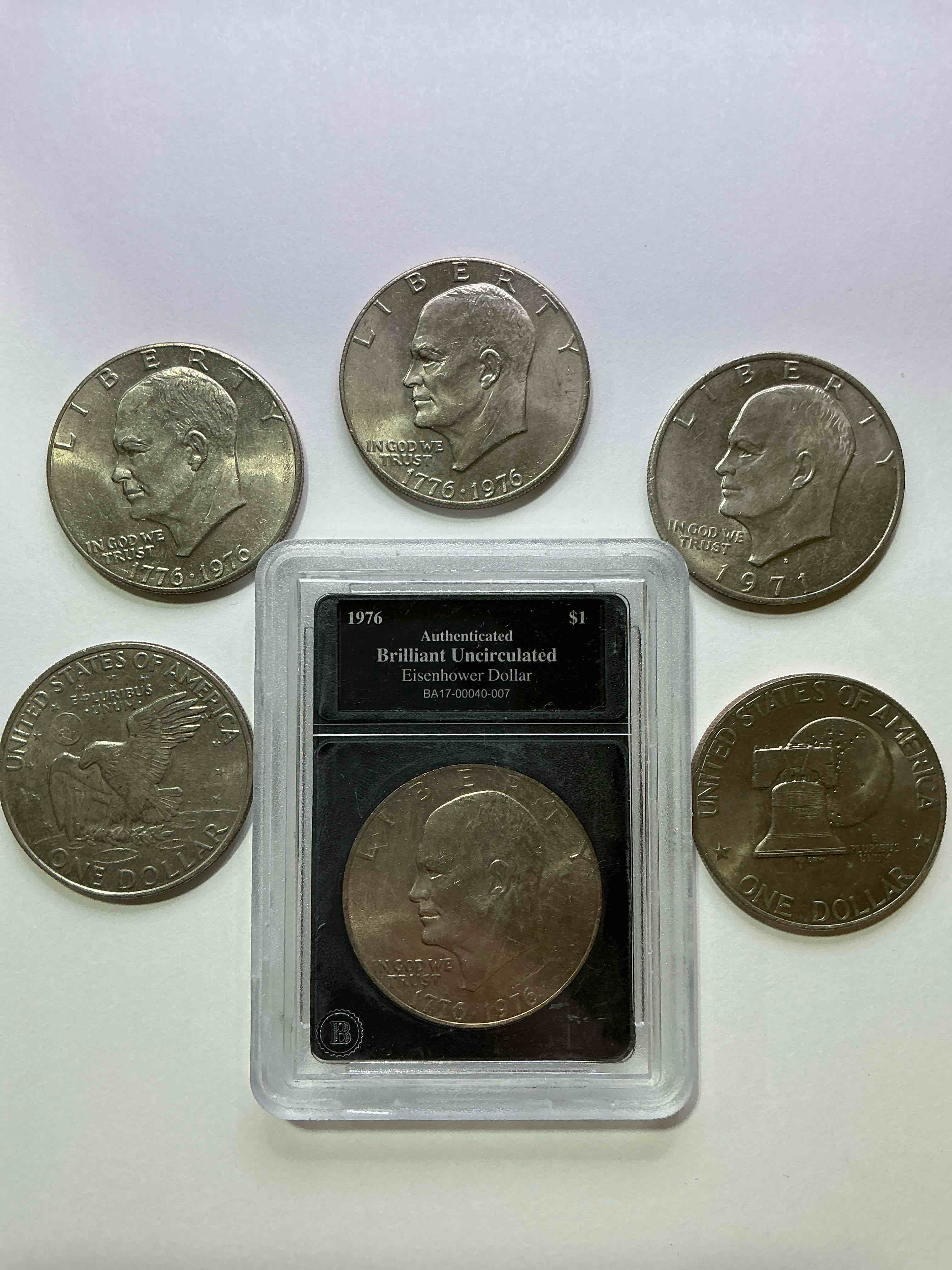 Gorgeous Eisenhower Dollar Coins! These Striking, Large U.S. Coins Were Minted From 1971-1978. Here Are Gorgeous Examples Of “Ike" Dollars From 1976! These Coins Have Become Immensely Popular With Collectors & Some Have Great Toning!
