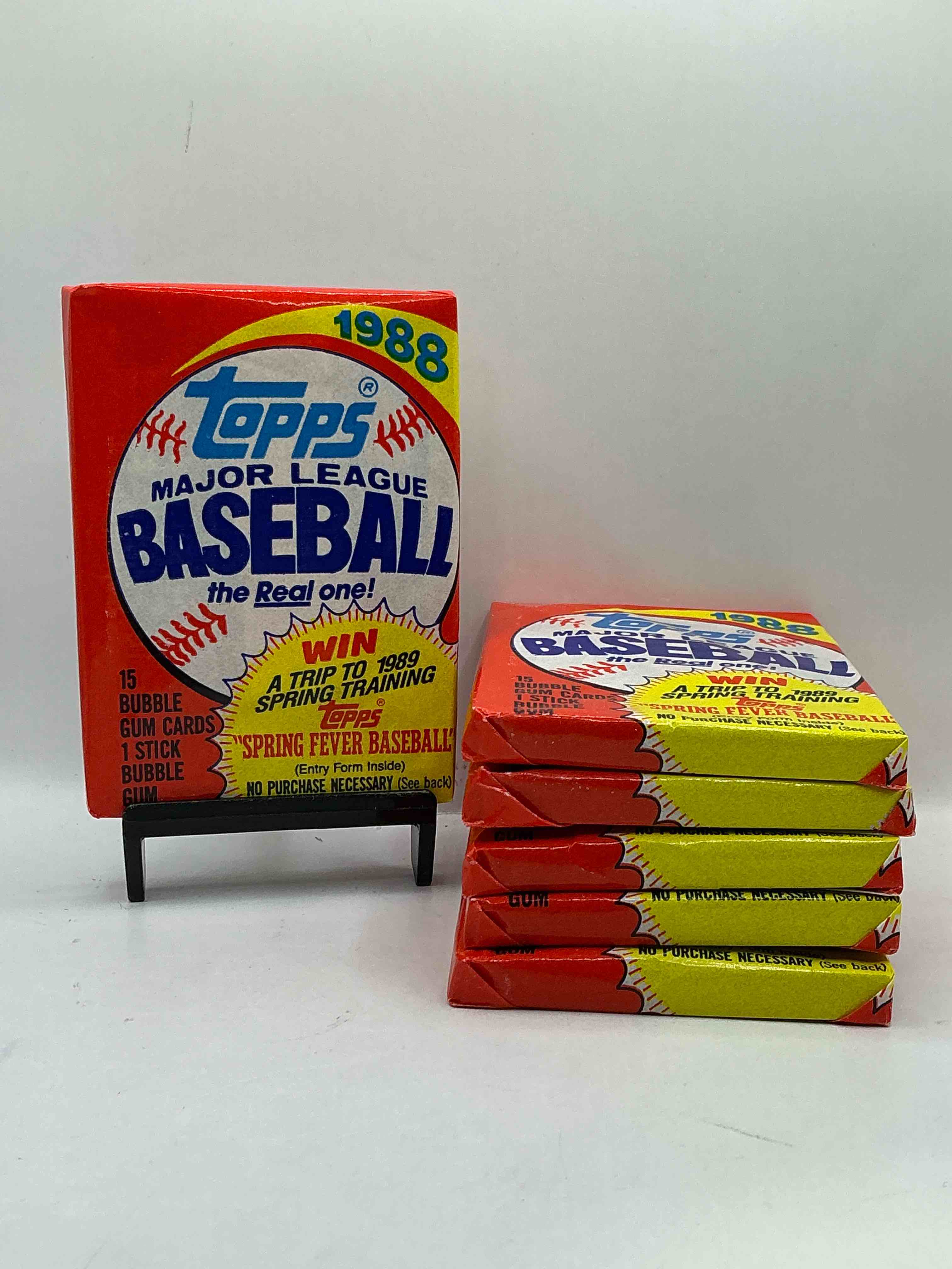 80's baseball fan's rejoice! 1988 topps baseball unopened wax packs full of collectible trading cards! search for valuable don mattingly "world of baseball" & nolan ryan cards worth hundreds in perfect condition!