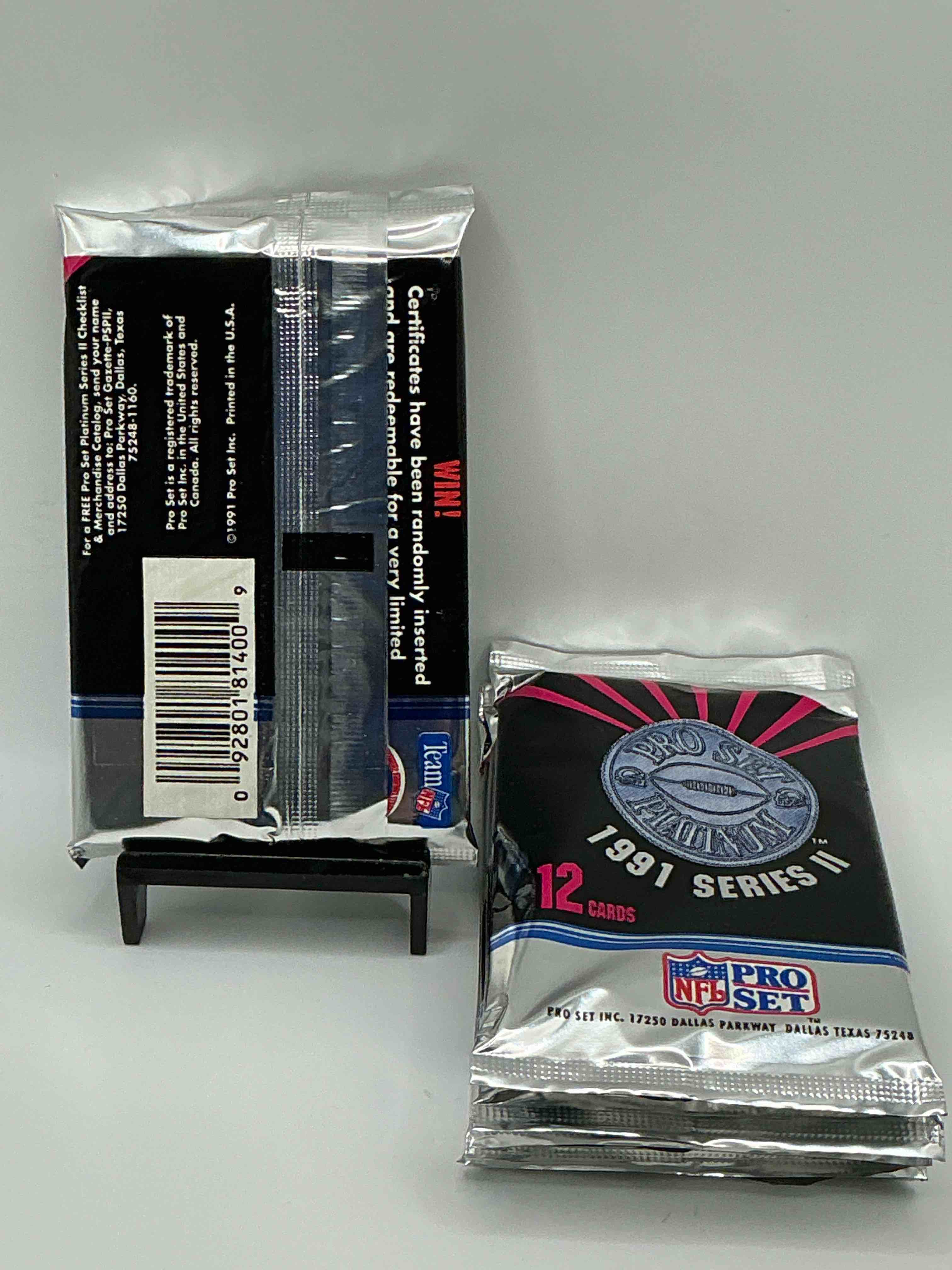 Condition photo showing New/Like New for 1991 Pro Set Platinum Edition Series II Unopened Packs! Search For Brett Favre Rookie & Bill Belichick Coach Rookie Card As Well As Santa Claus Card!