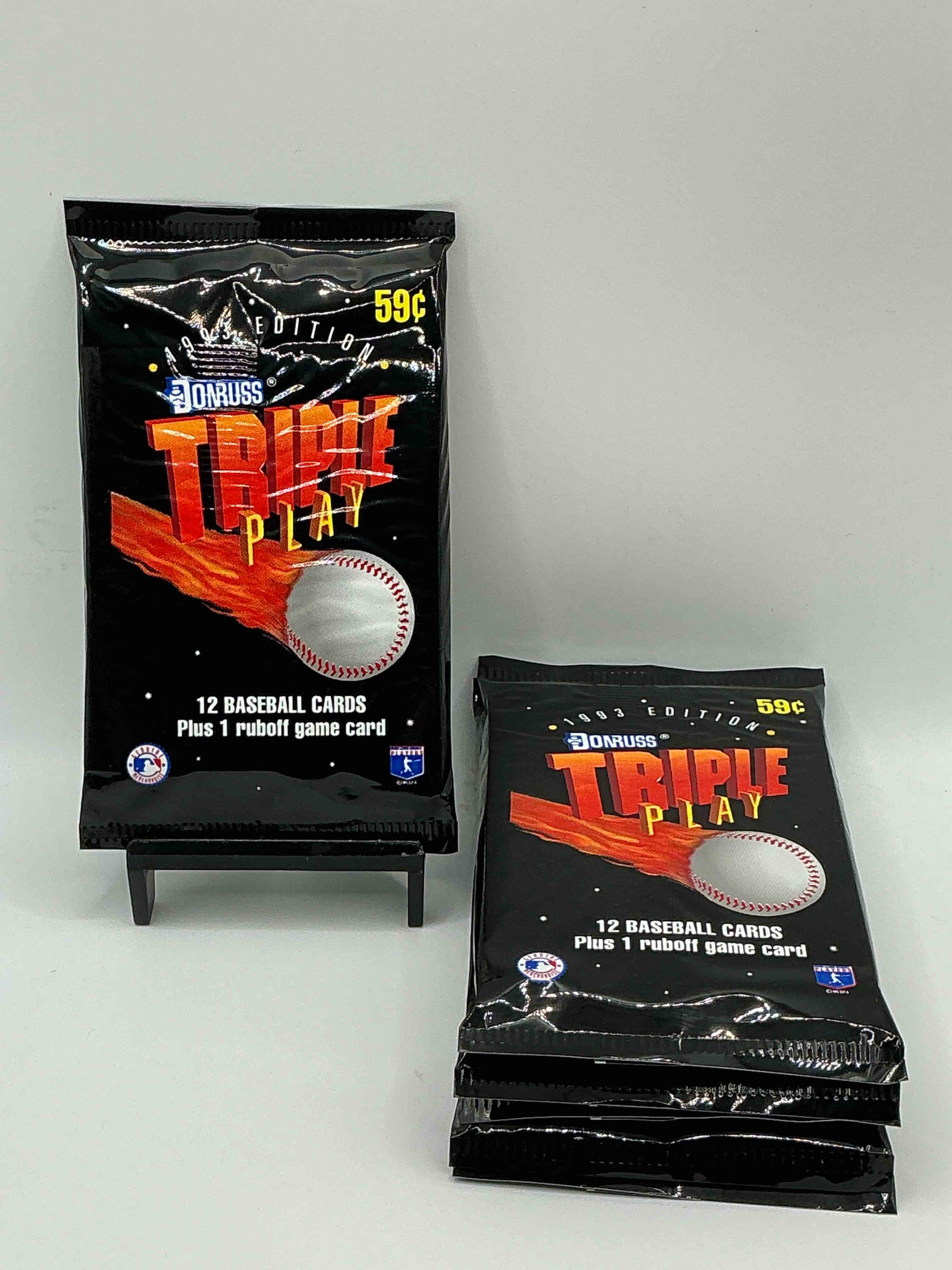 1993 Donruss Triple Play MLB Baseball 18 Card Packs! Look For 1 Ruboff Game Cards Along With Griffey Jr, McGwire, Ryan & More! Rare Packs!