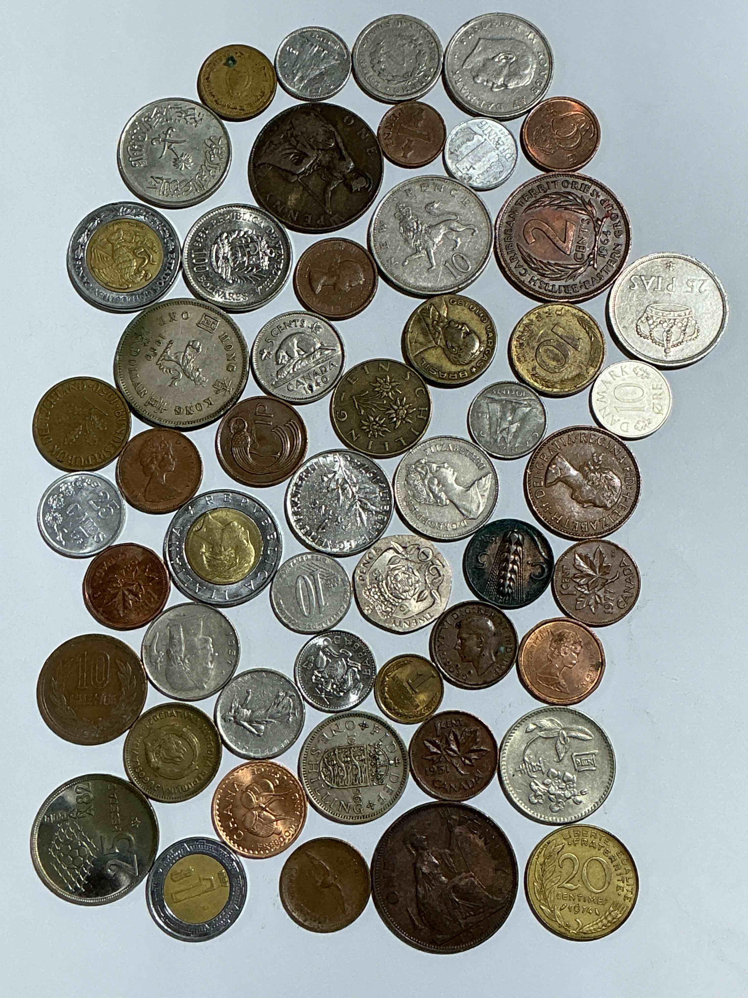 Condition photo showing Good Condition for World Coins, Antique & Vintage! Each Lot Is Unique! Many Different Years, Countries, Sizes & Exotic Places. This Cool Collection Of Antique Coins From Around The World Is Loads Of Fun! Have Fun Identifying Each Coin & Country As A Great Educational Tool! A Great Investment Too!