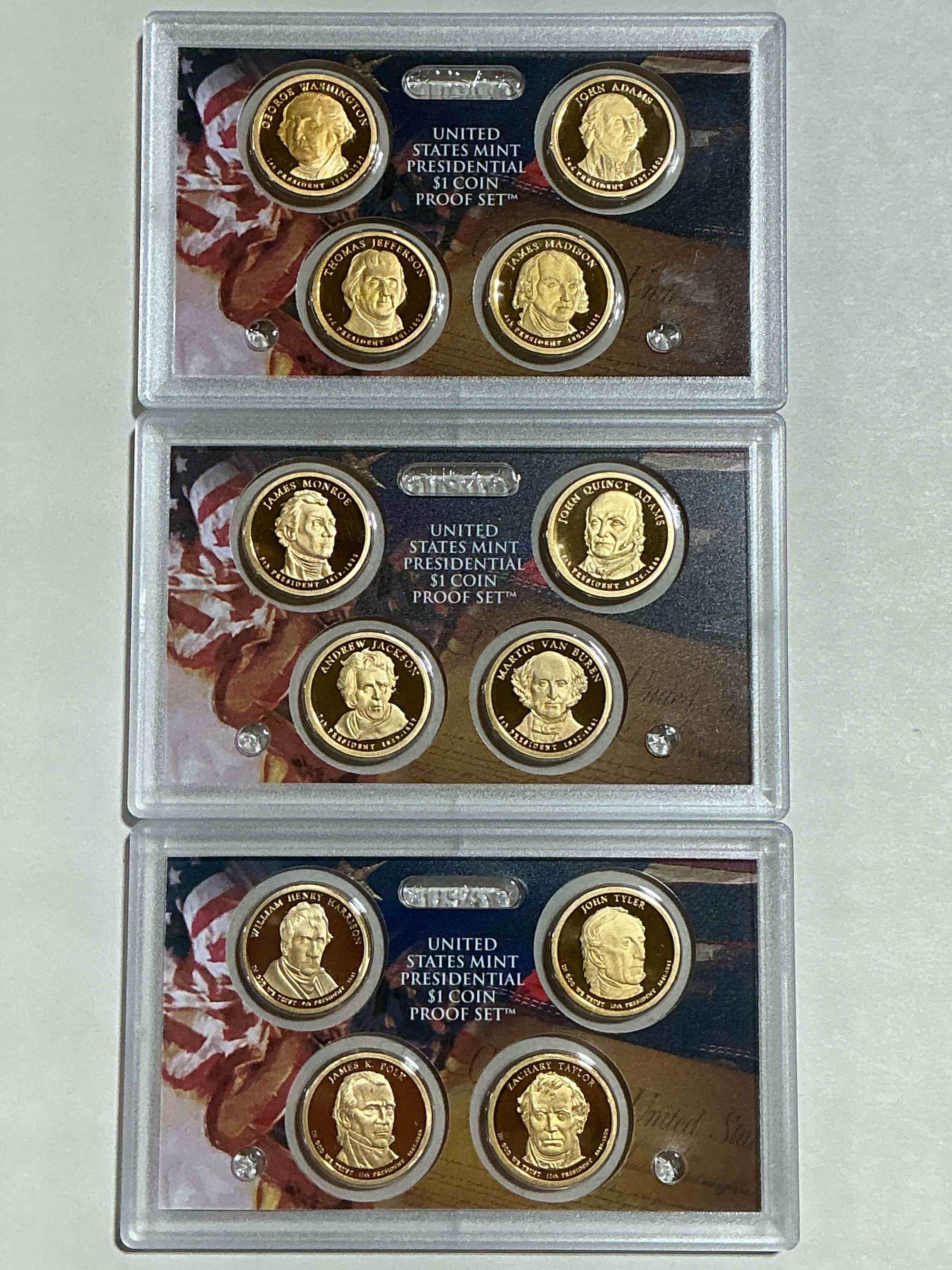 2007-09 Presidential Mint Sets! Four Coins Each Set, Encased In Plastic… Ultra Rare! These Coin Sets Are Rare & Hard To Find, Perfect To Add To Any Collection!