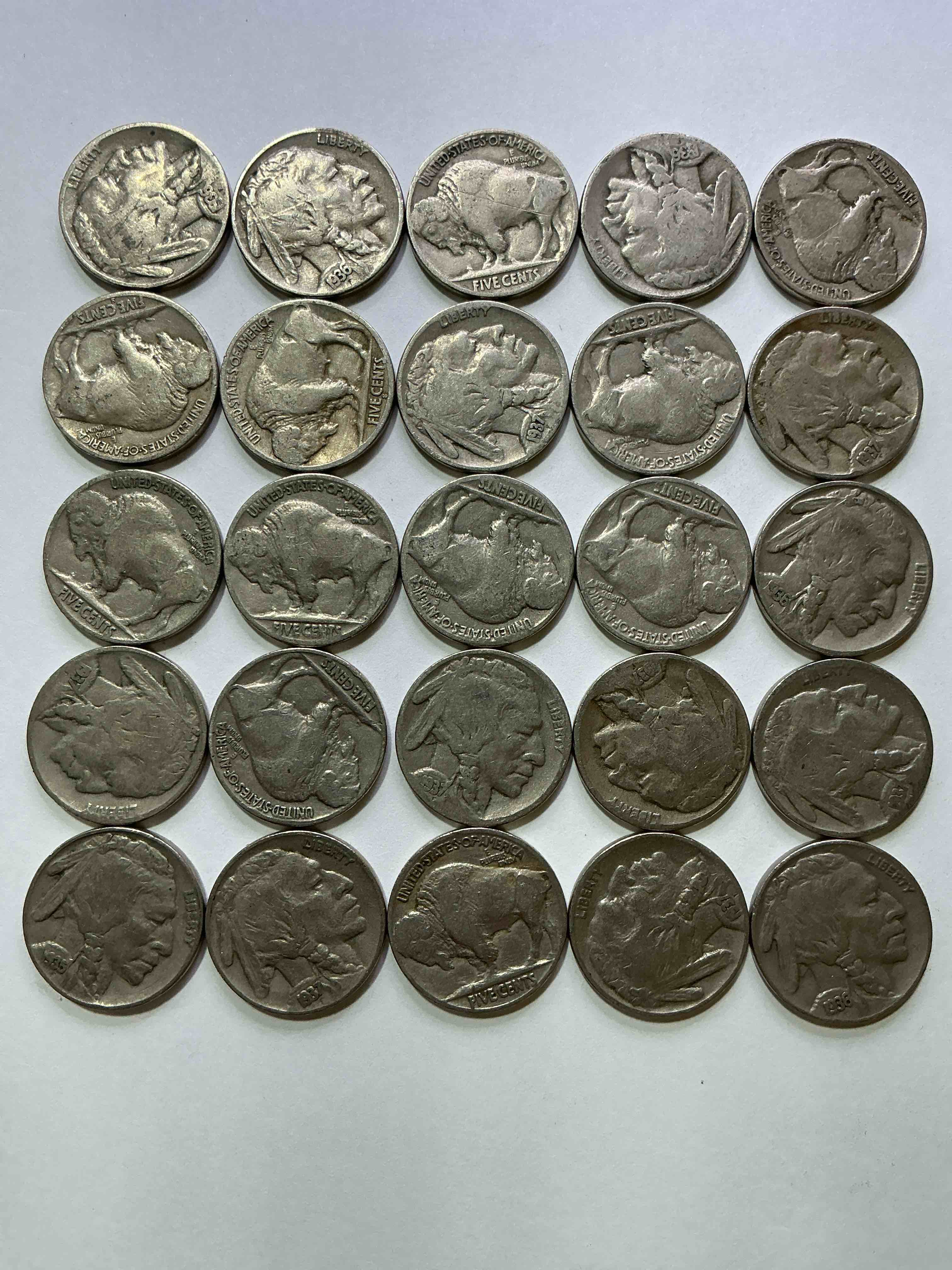 Historic Buffalo Nickels! Indian Head Buffalo Nickels Were Minted From 1913 To 1938 & Have Become A Favorite For Coin Collectors Around The World! Own Pieces Of American History With These Cool Indian Head Buffalo Nickels In Circulated Condition, Most With Visible Dates Which Is Very Rare For Buffalo Nickels!