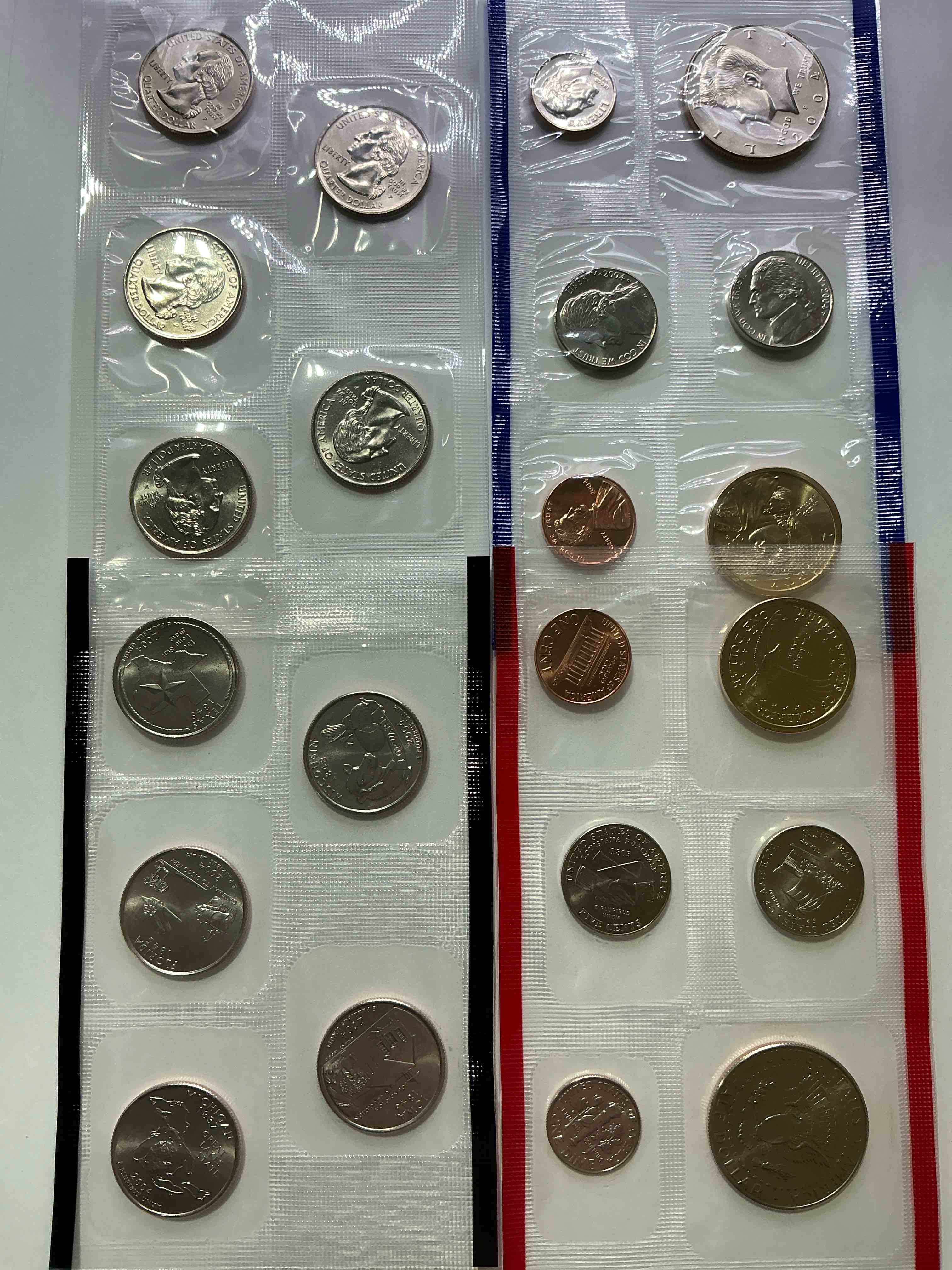 2004 Mint Coins! Uncirculated 22 Coins, Including Sacagawea Dollar Coins, Half Dollars, State Quarters, Dimes, Nickels & Pennies! Insane Mint Coins!