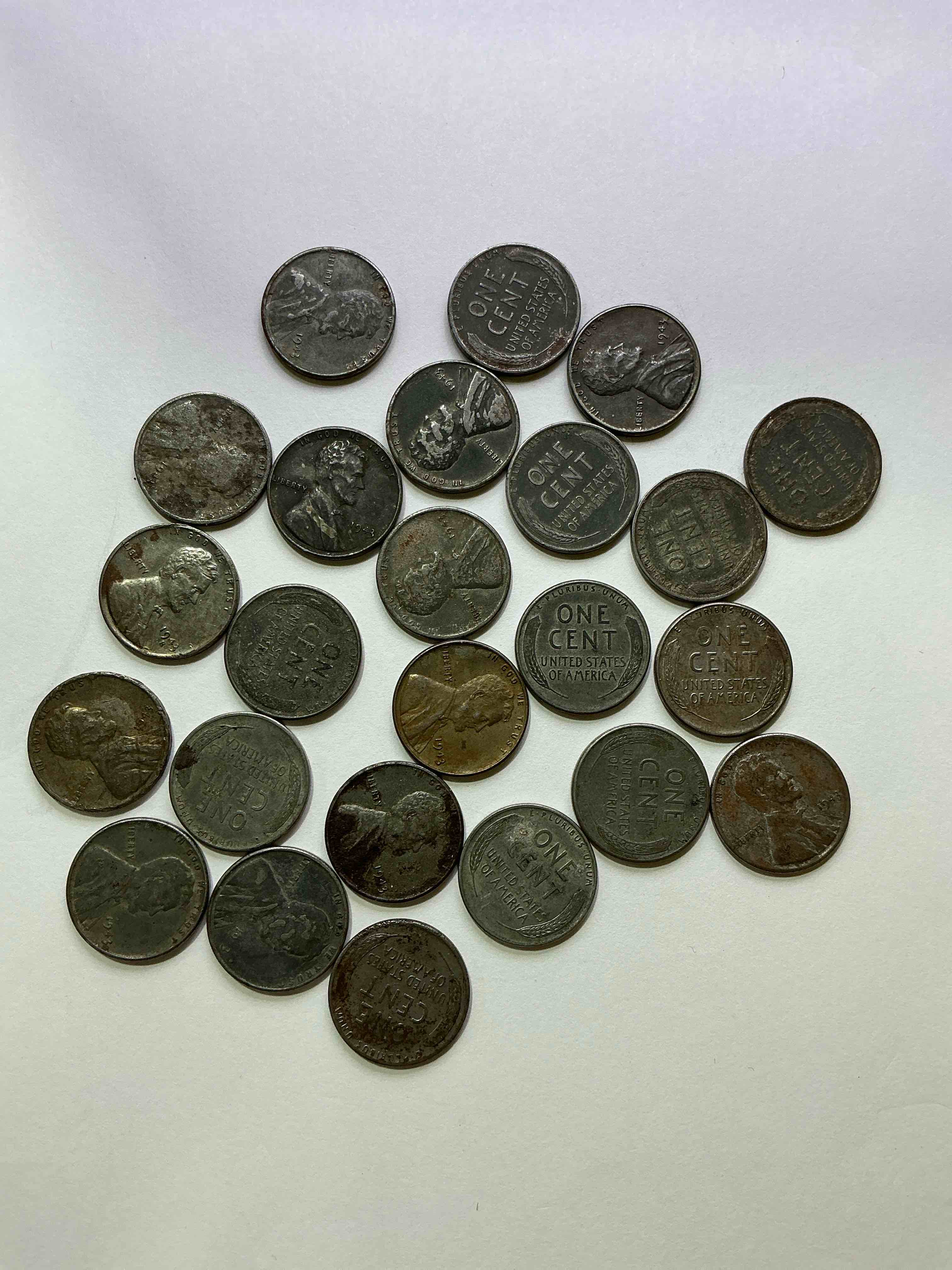 Condition photo showing Good Condition for 1943 World War Il History! Did You Know That In 1943 Copper Was So Valuable For Making Ammunition That The U.S. Treasury Made Pennies Out Of Steel?! 1943 STEEL Pennies Have Become Valuable, Rare Collector Items! Up For Auction Are Rare WWII Steel Pennies Appearing Circulated. Own Pieces Of World War II History That Are An Awesome Investment!