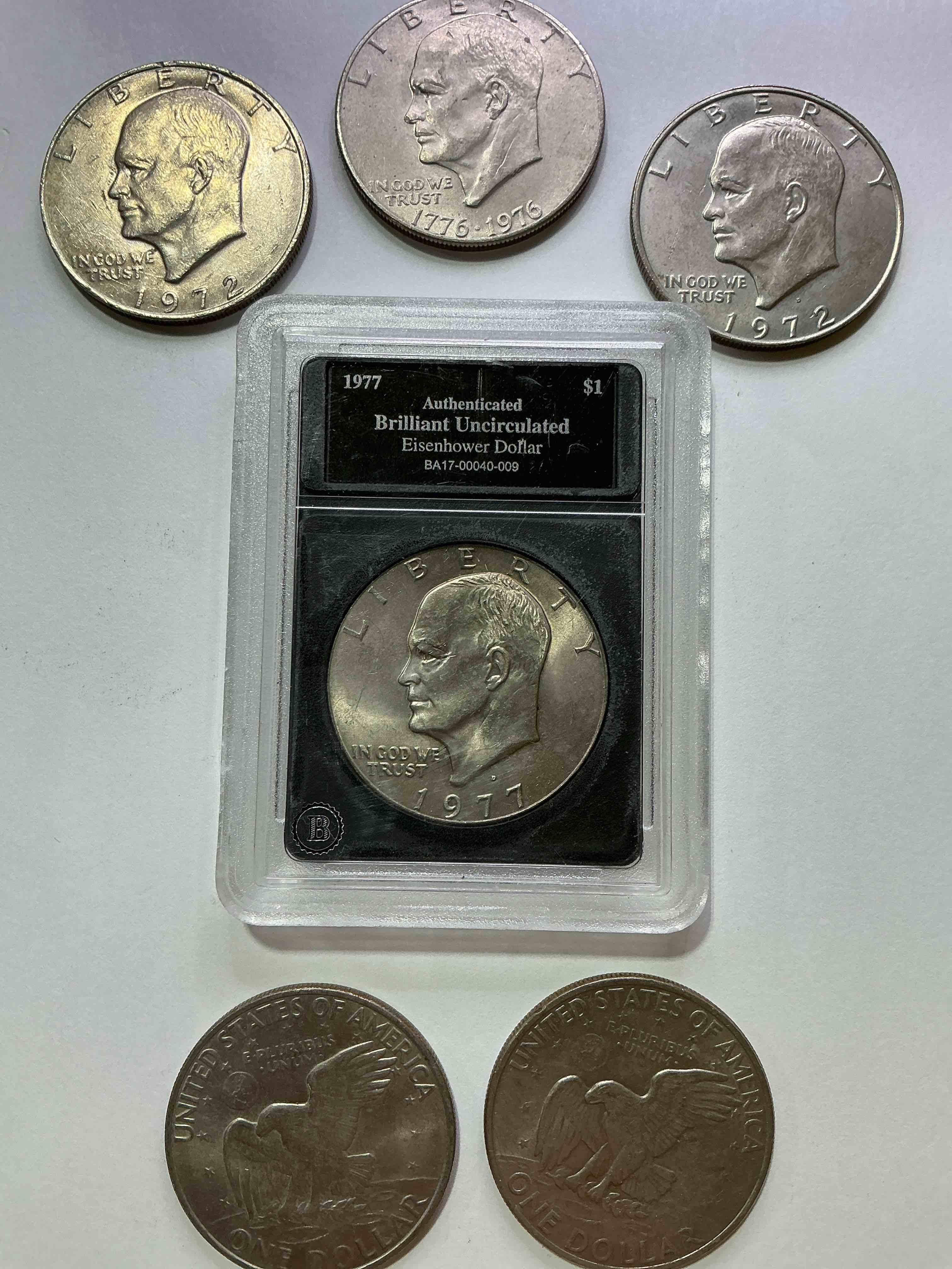 Gorgeous Eisenhower Dollar Coins! These Striking, Large U.S. Coins Were Minted From 1971-1978. Here Are Gorgeous Examples Of “Ike" Dollars From 1976! These Coins Have Become Immensely Popular With Collectors & Some Have Great Toning!