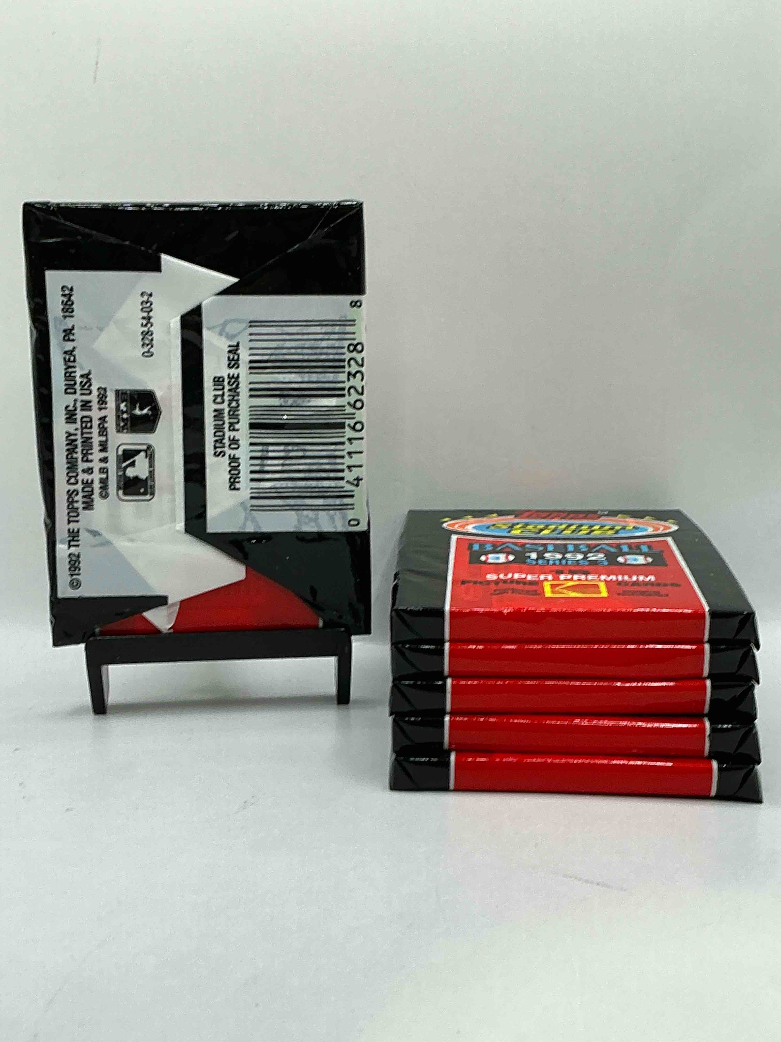 Condition photo showing New/Like New for Ken Griffey Jr!? Frank Thomas!? Baseball Insanity! 1992 Topps Stadium Club Baseball Series Il Unopened Packs, Direct From Box! 15 Premium Baseball Cards In Each Pack! Search For Griffey Jr, Nolan Ryan, Frank Thomas & So Much More!Search For 1980's Stars & Hall Of Famers!