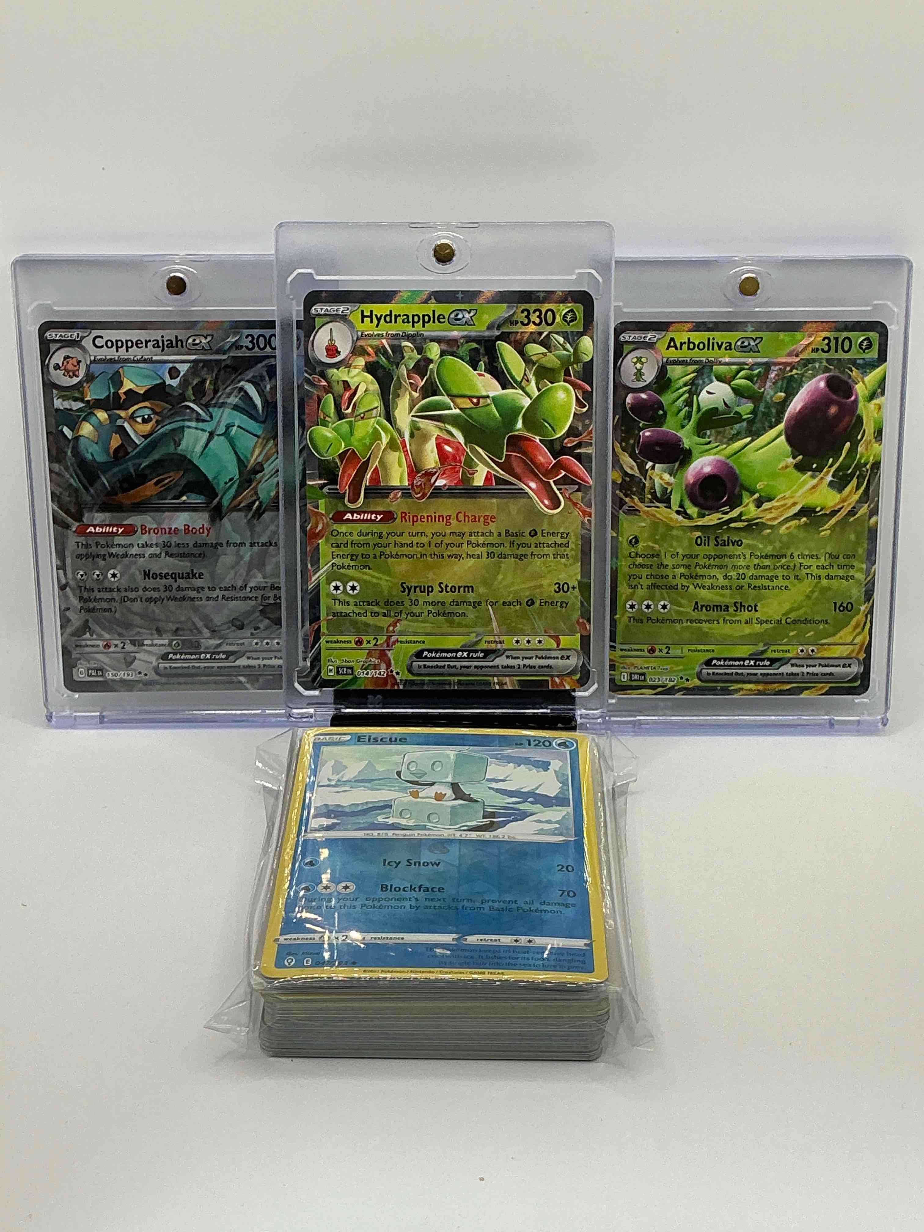 Pokémon Palooza! Silver & Green Shimmer Ripening Charge Syrup Storm Hydrapple EX, Silver & Blue Swirl Bronze Body Nosequake Copperajah EX, Green Shimmer Swirl Oil Salvo Aroma Shot Arboliva EX! Along With 50 Other Pokémon Holos, Heroes, Legends & Commons!