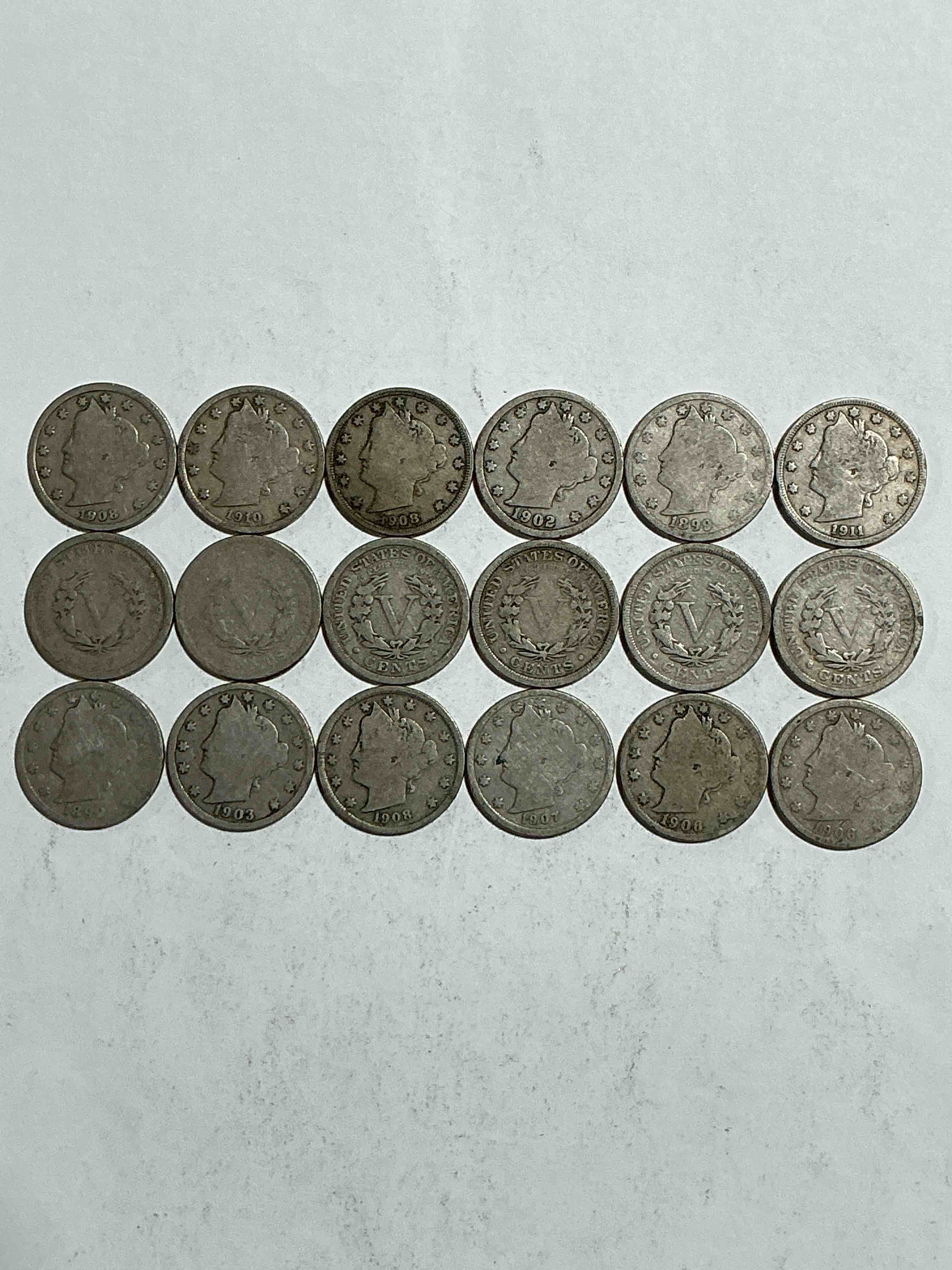 Antique U.S. V Nickels! Think Of The History These Coins Have Seen!, Liberty Head V Nickels Were Minted Up Until 1913 & Were The Style Of Nickels Before Buffalo Nickels. Own Some Cool Pieces Of History! Rare To See These Coins With The "Date On" In Circulated Condition!