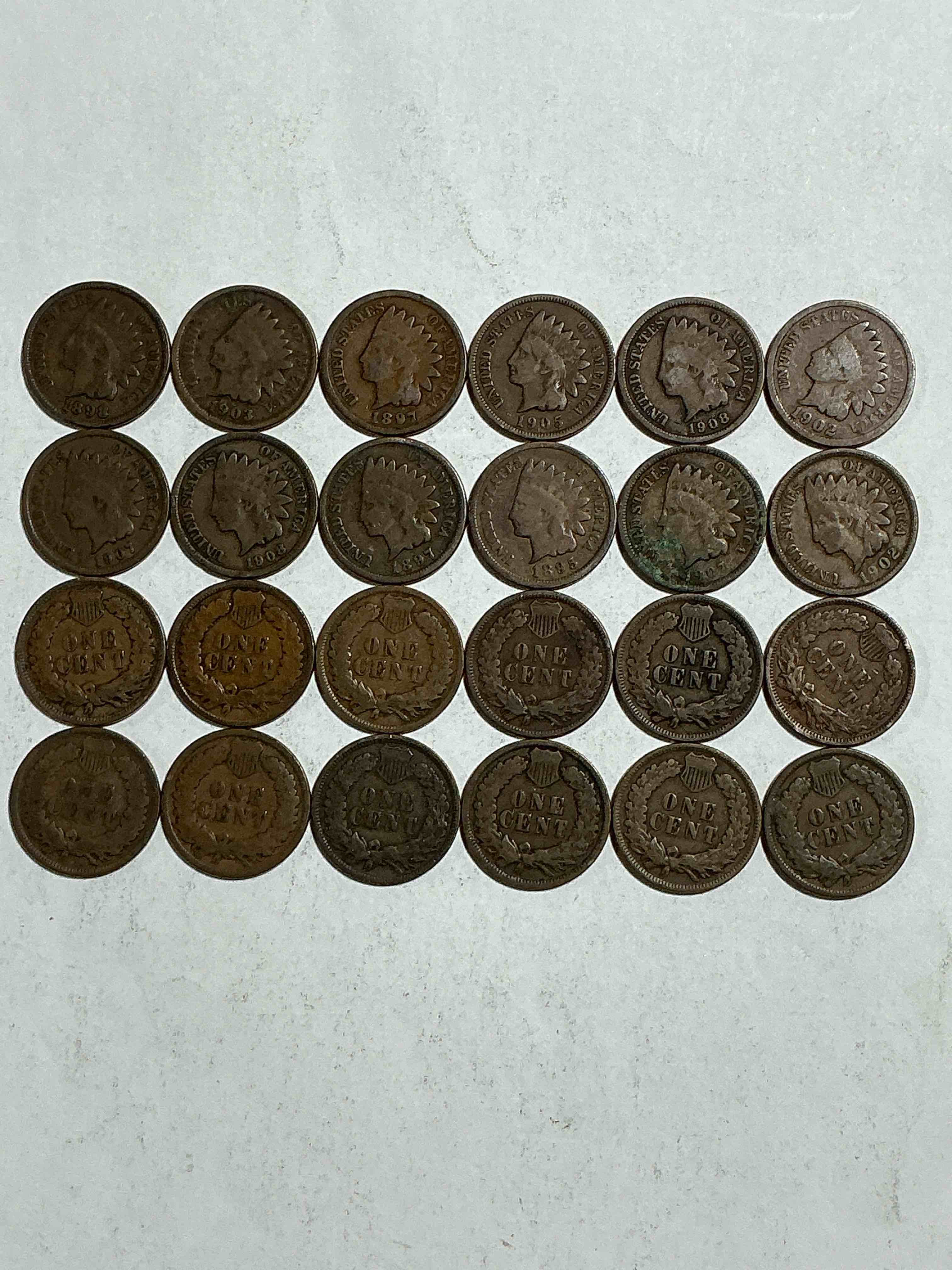 Indian Head Pennies! These Gorgeous U.S. Pennies Were Minted From 1859-1909 & Have Become Serious Collector Items! The "Indian Head" Design Is Actually A Representation Of Lady Liberty Wearing An Indian Headdress. Here Are Beautiful, Well-Kept Examples Representing Many Different Mint Years! Great For Collecting, Investing & Learning History, & Rare With Visible Dates!