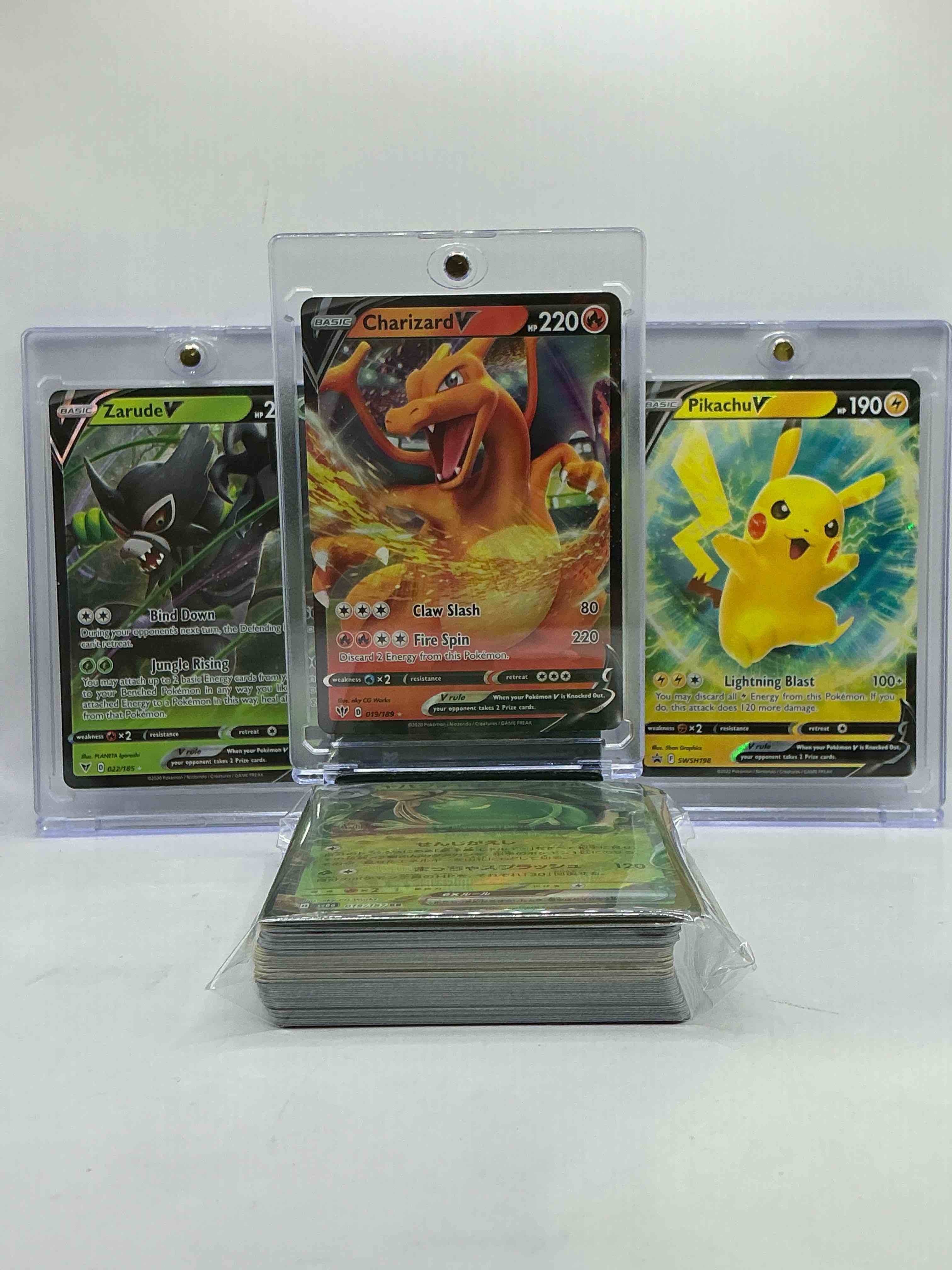 Pikachu V, Charizard V, Zarude V & More! Beautiful Trio! Ultra Rare Pokemon Lot, This Lot Includes Commons, Legends, Heroes & More! Matching V Cards! Wow!